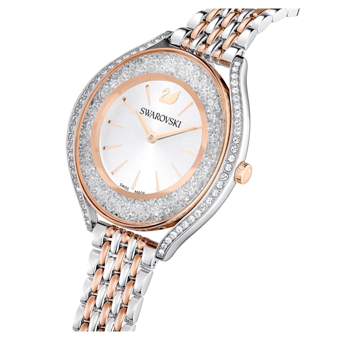 Crystalline Aura watch Swiss Made, Metal bracelet, Rose gold tone, Mixed metal finish - Image 4