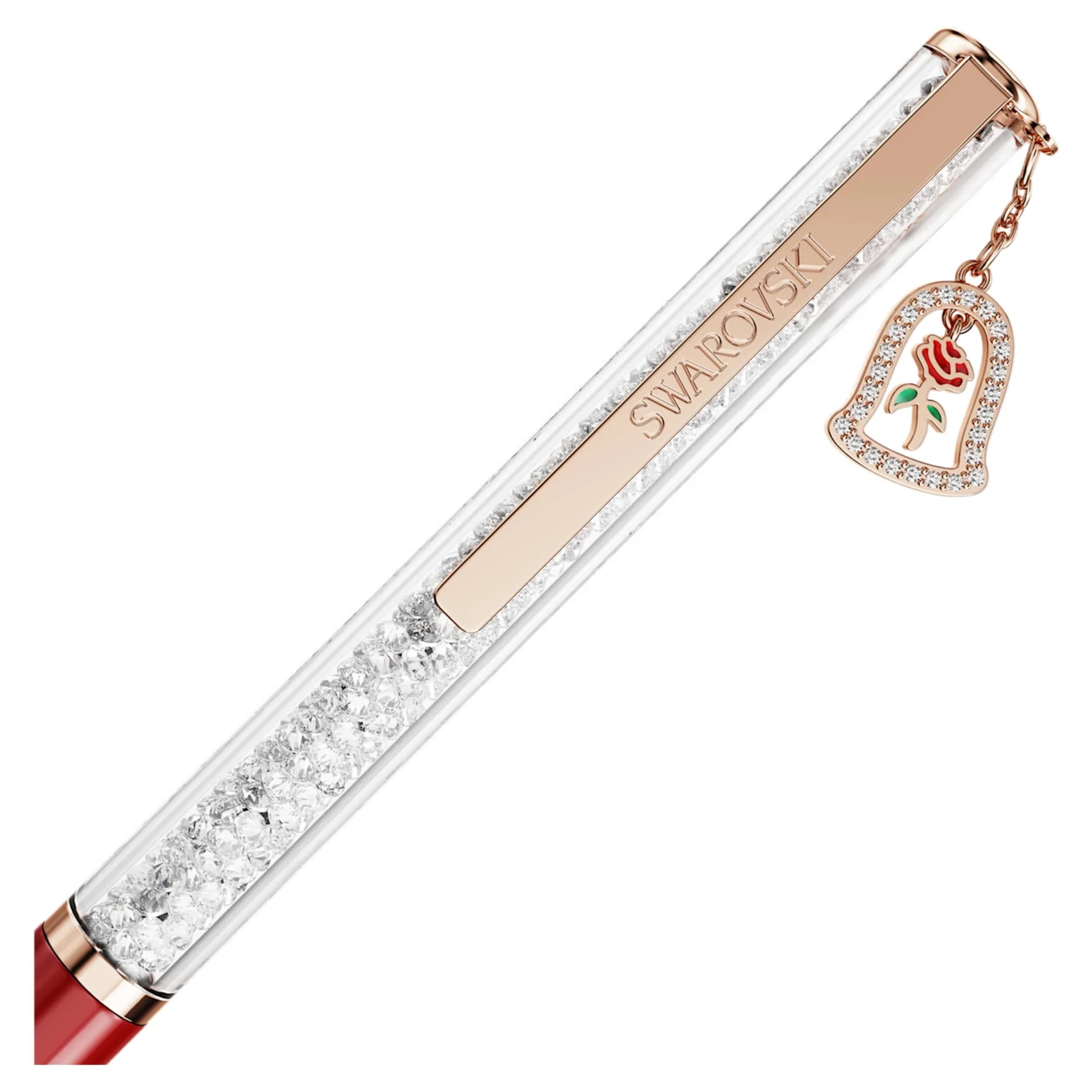 Crystalline ballpoint pen Bell, Red lacquered, rose gold-tone plated - Image 3