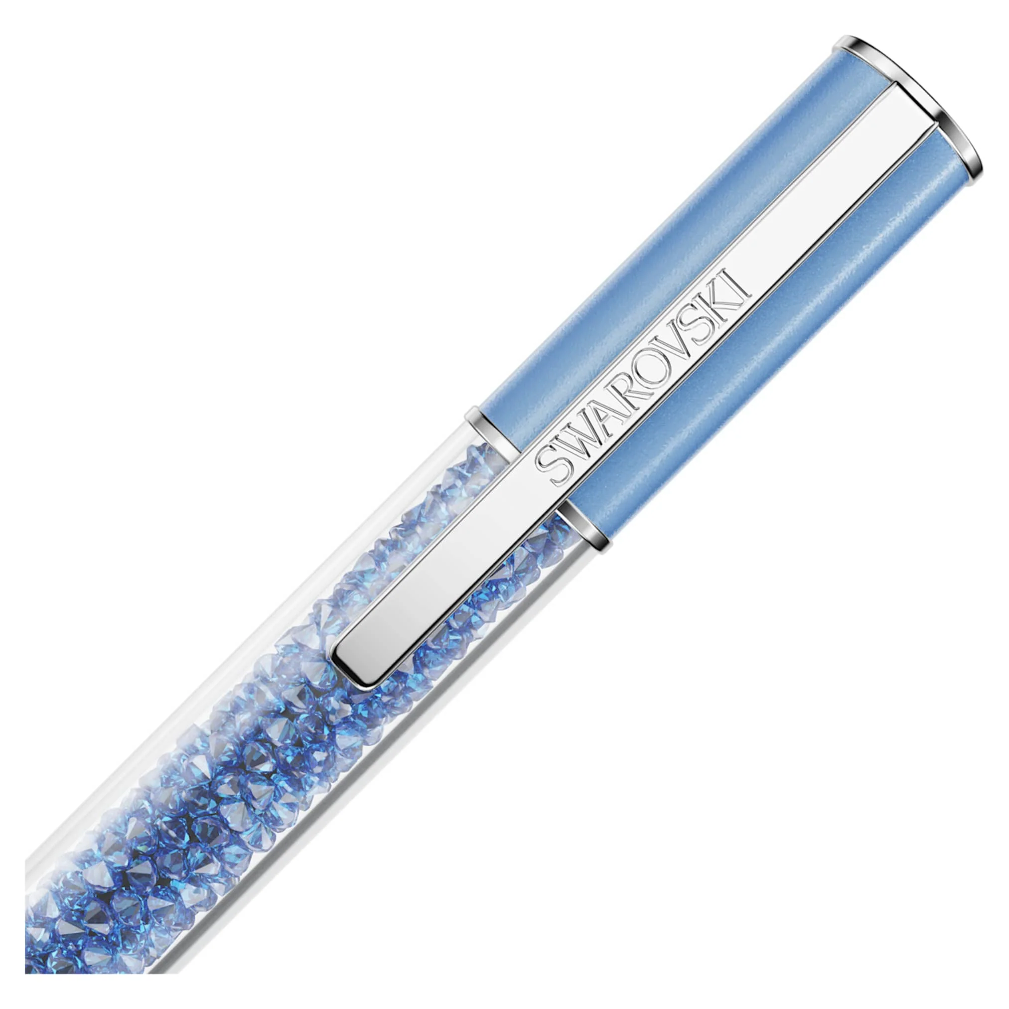 Crystalline ballpoint pen ReCreated™ crystals, Blue, Blue lacquered, Chrome plated - Image 3