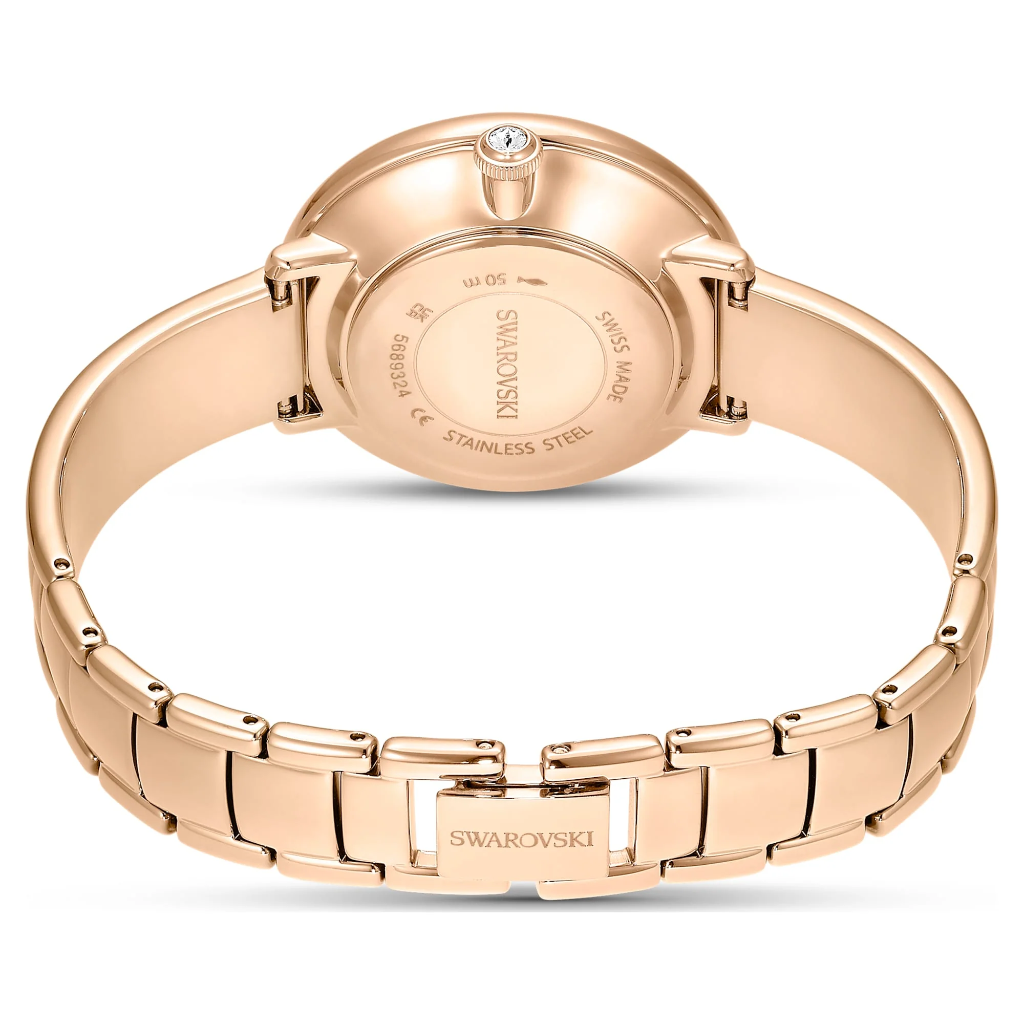 Crystalline Bangle watch Swiss Made, Metal bracelet, Green, Rose gold-tone finish - Image 3