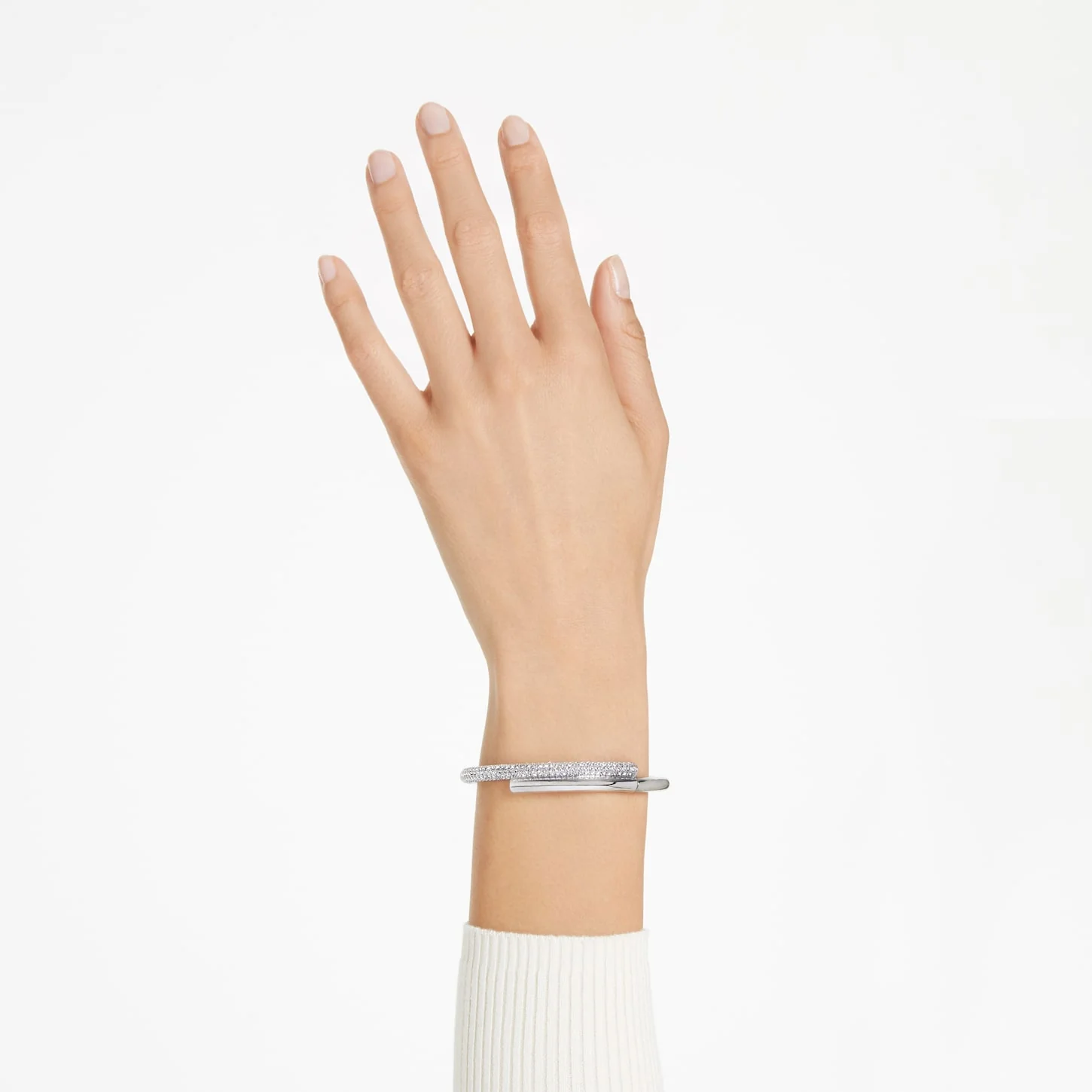 Dextera bangle Magnetic closure, White, Rhodium plated - Image 5