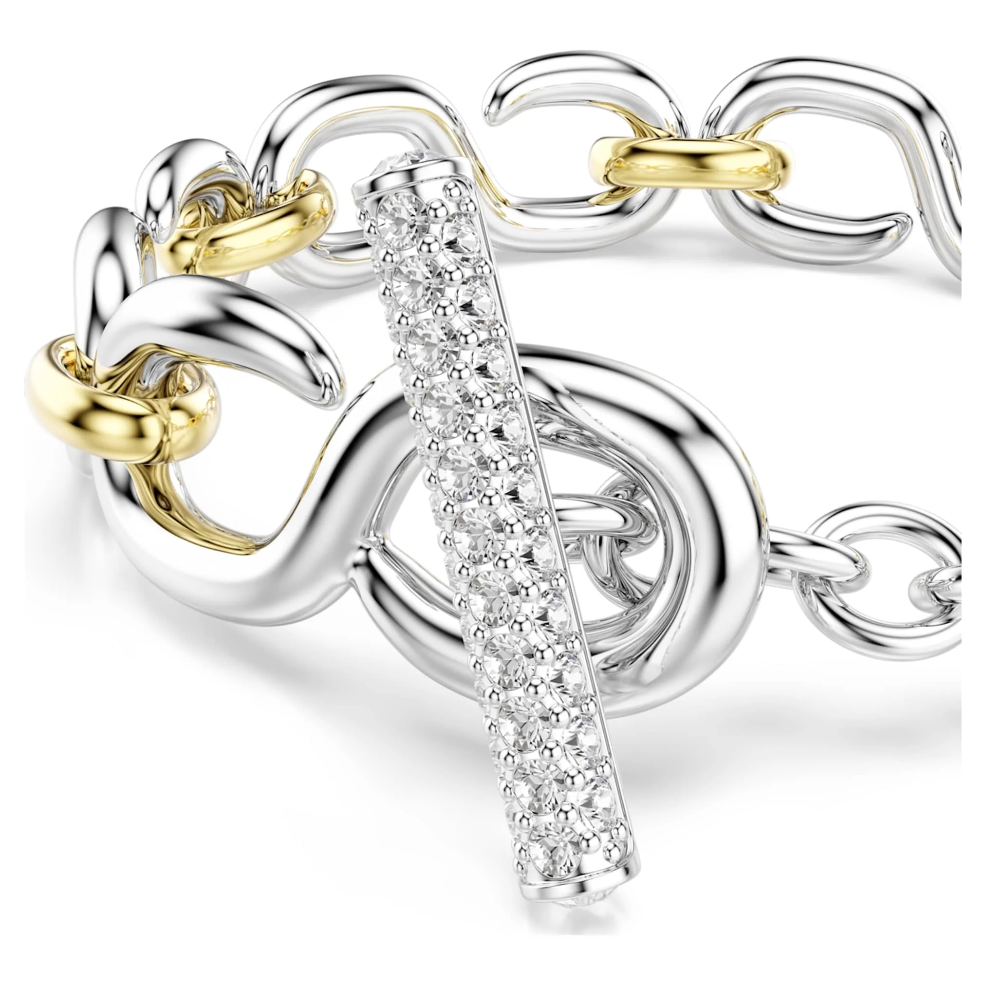Dextera bracelet Round cut, T-bar, White, Mixed metal finish - Image 4