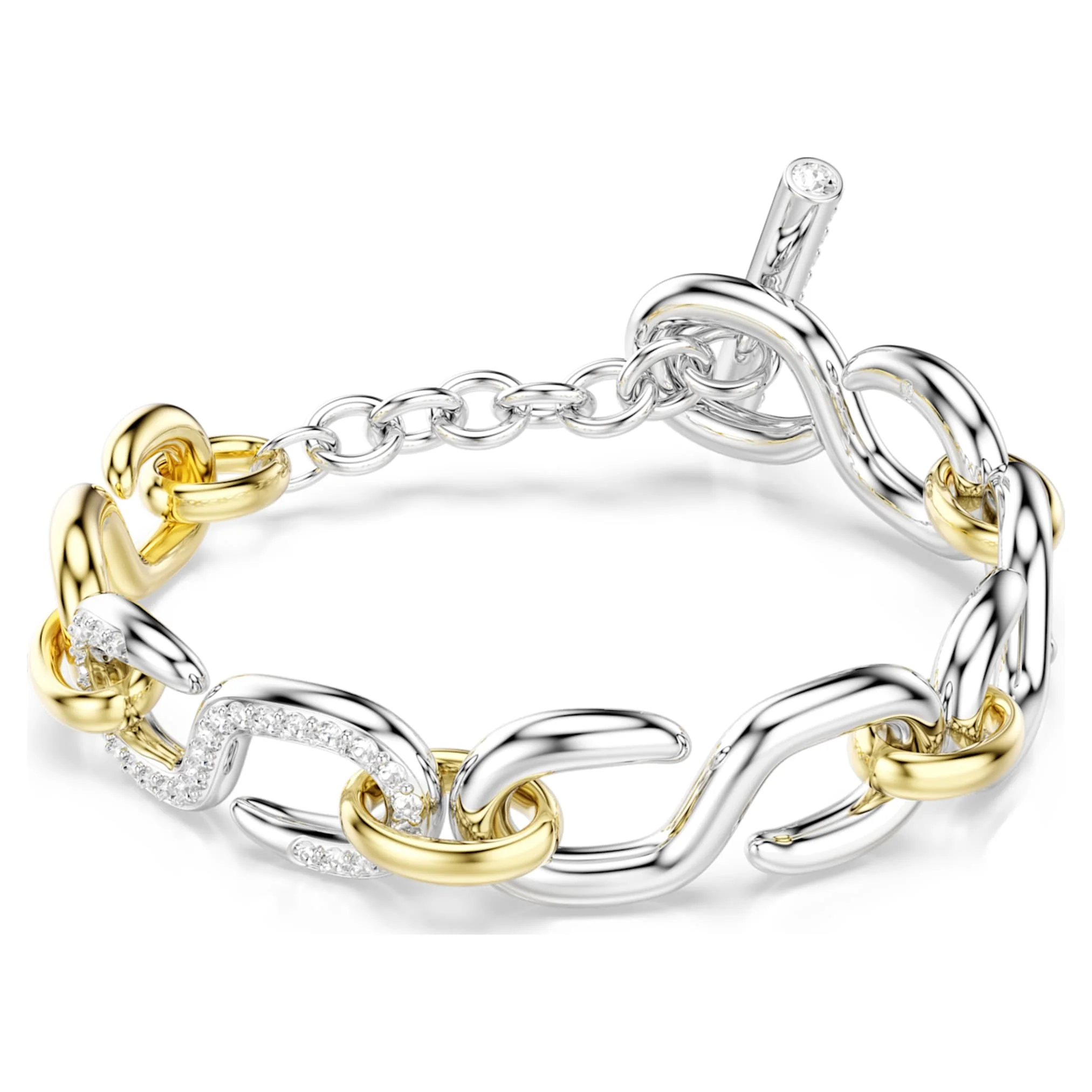 Dextera bracelet Round cut, T-bar, White, Mixed metal finish - Image 5