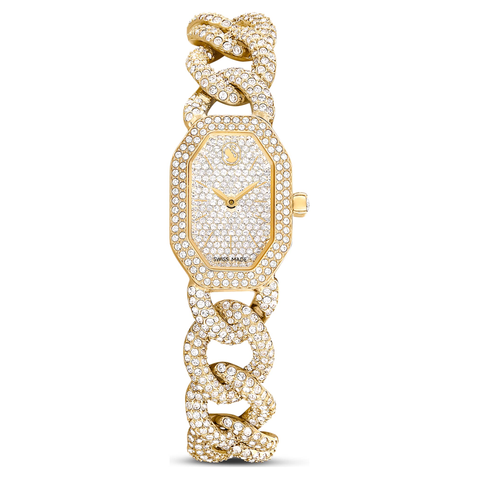 Dextera Chain watch Swiss Made, Crystal bracelet, Gold tone, Gold-tone finish