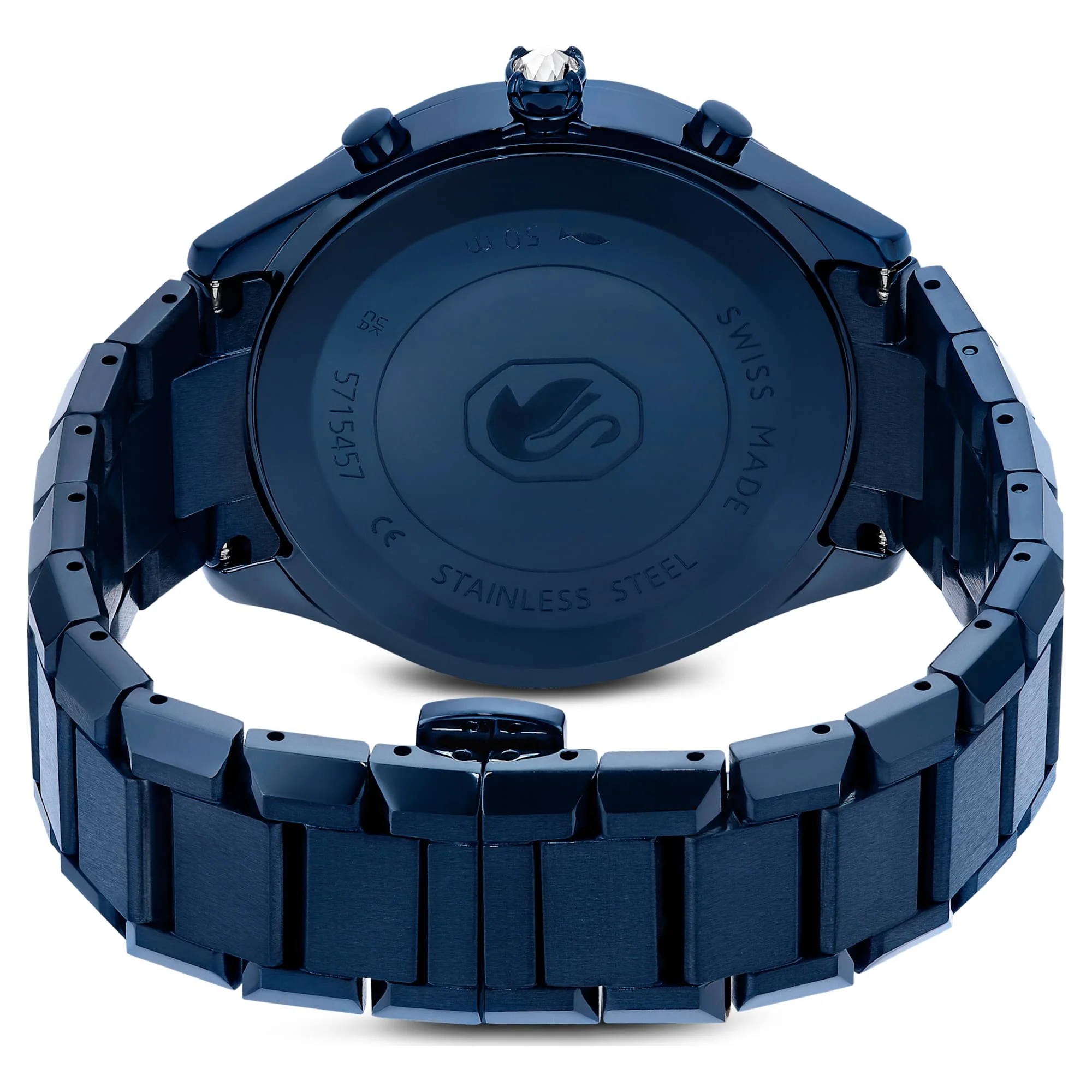 Dextera chrono watch 39mm, Swiss Made, Metal bracelet, Blue, Blue finish - Image 3