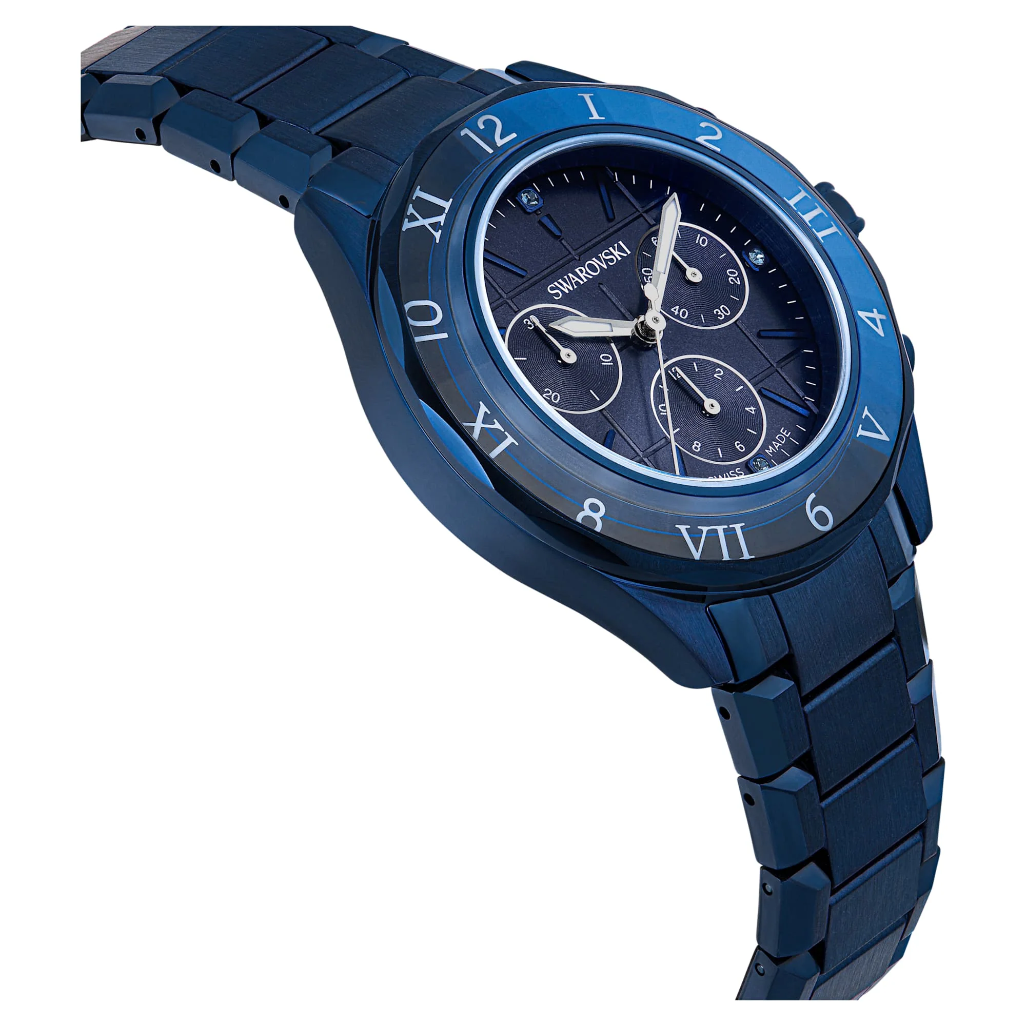 Dextera chrono watch 39mm, Swiss Made, Metal bracelet, Blue, Blue finish - Image 5