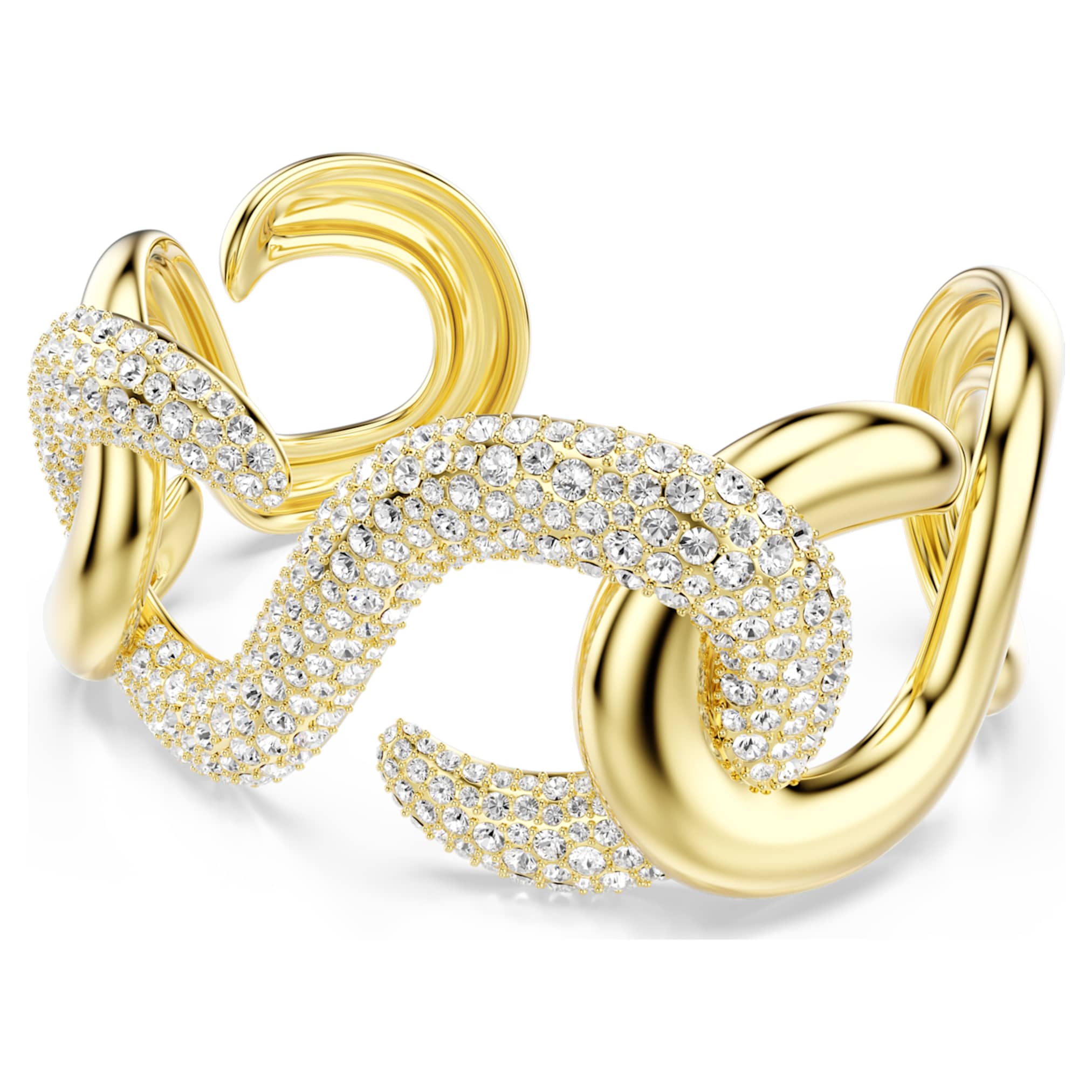 Dextera cuff Round cut, White, Gold-tone plated - Image 2