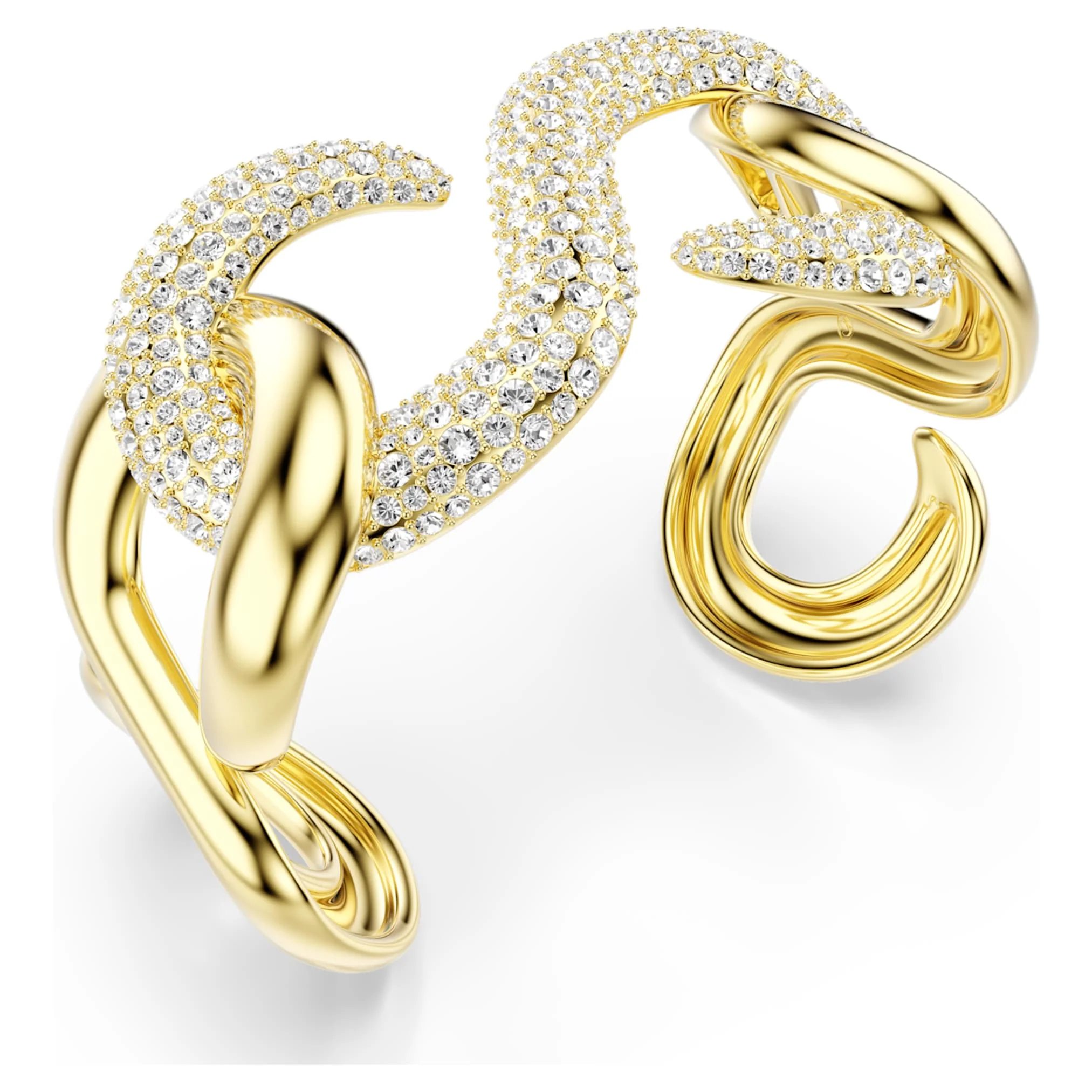 Dextera cuff Round cut, White, Gold-tone plated - Image 3