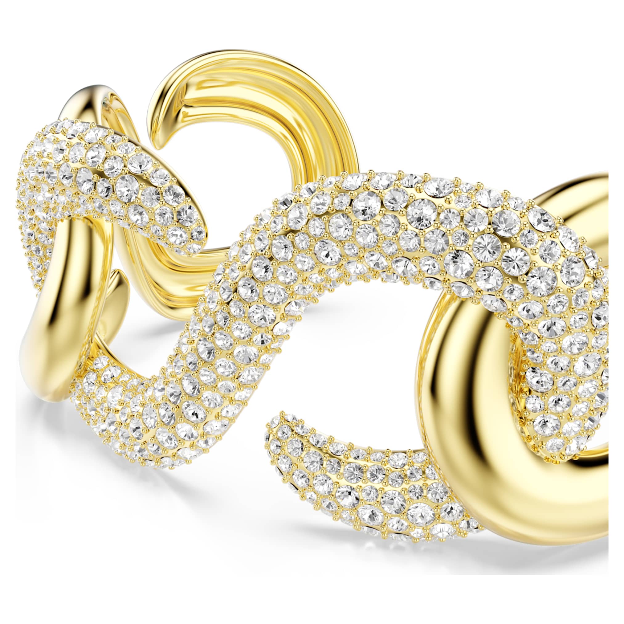 Dextera cuff Round cut, White, Gold-tone plated - Image 4