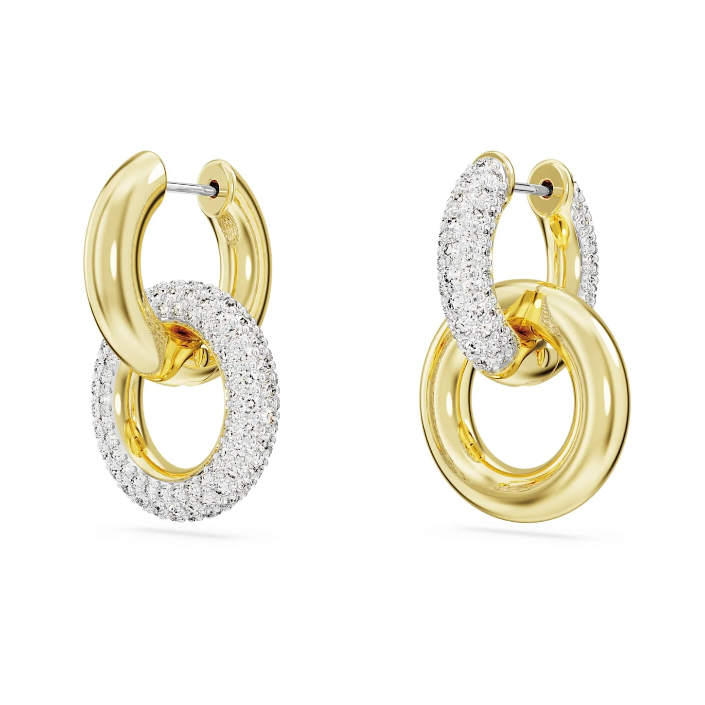 Dextera hoop earrings Interlocking loop, White, Gold-tone plated - Image 3