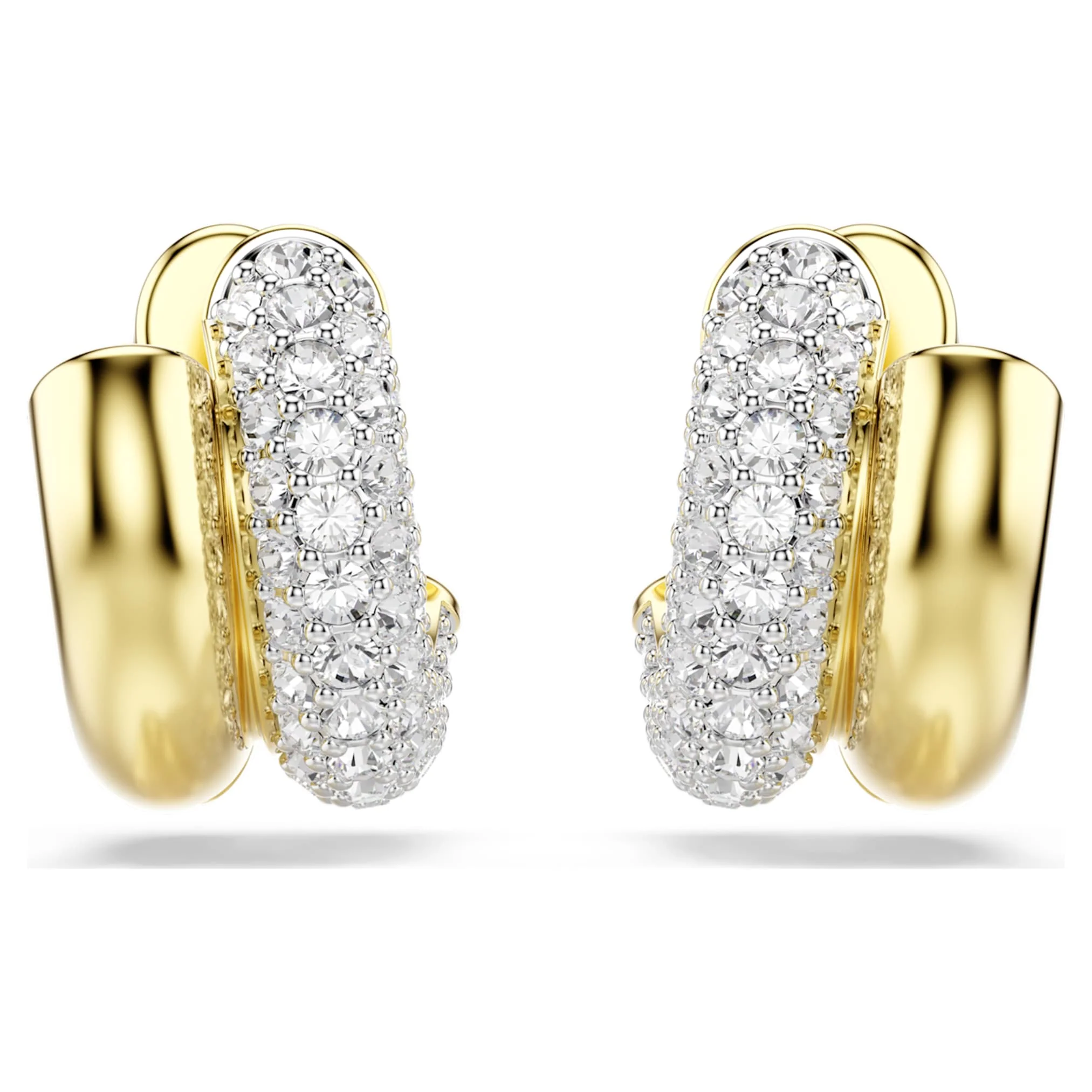 Dextera hoop earrings Round cut, Mini, White, Gold-tone plated - Image 2