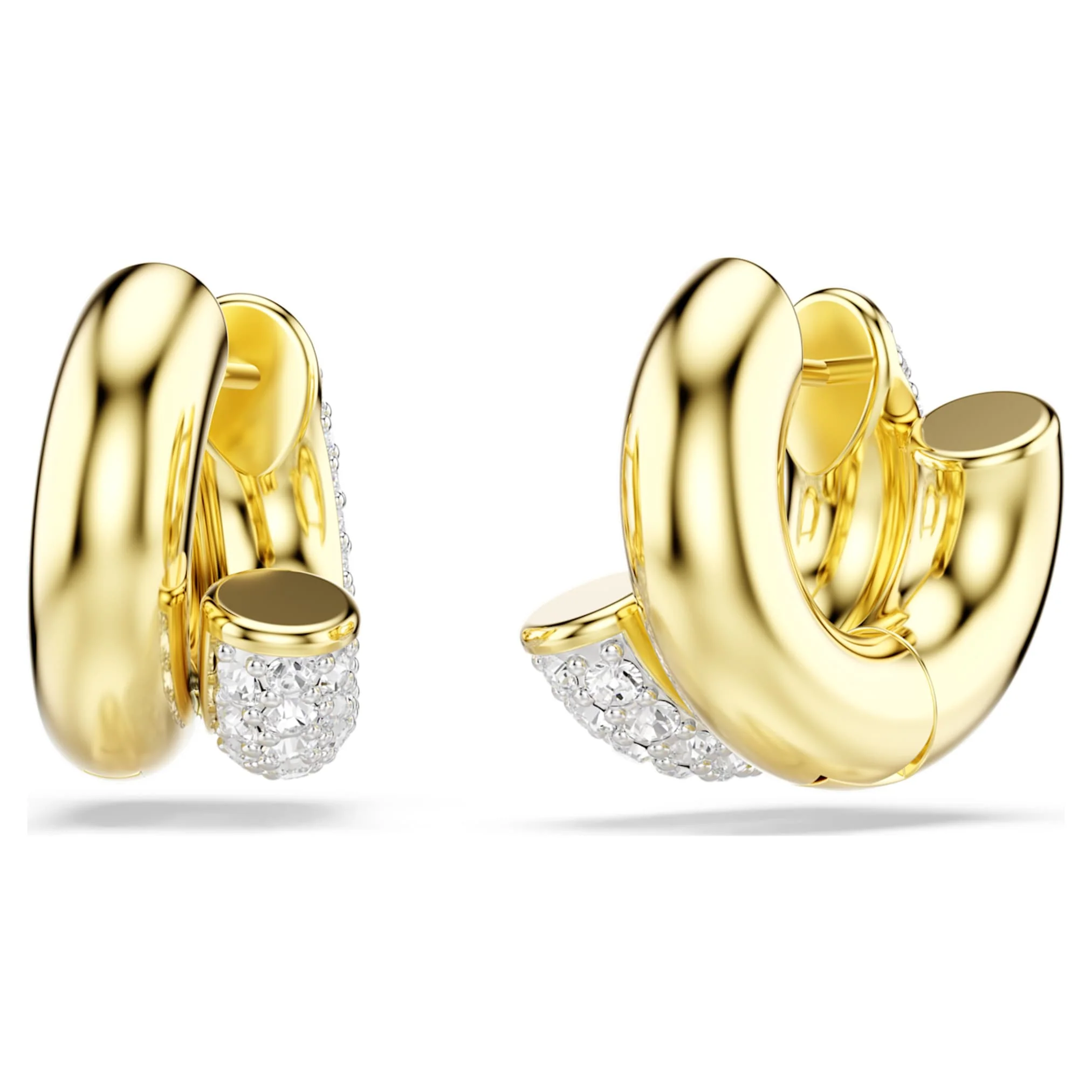 Dextera hoop earrings Round cut, Mini, White, Gold-tone plated - Image 4