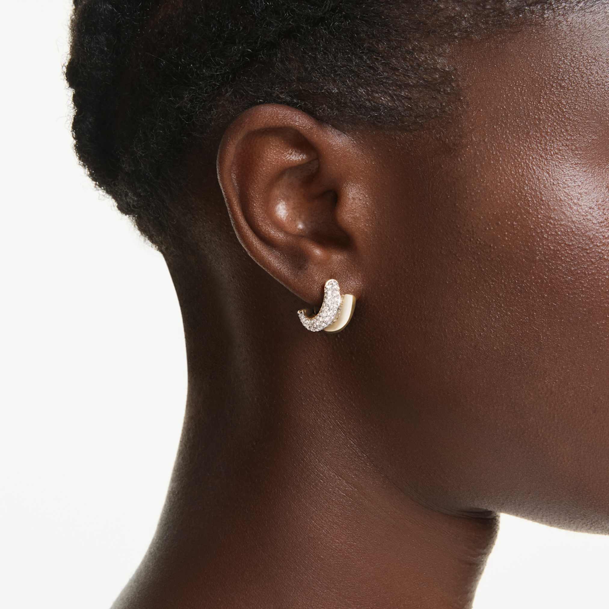 Dextera hoop earrings Round cut, Mini, White, Gold-tone plated - Image 5