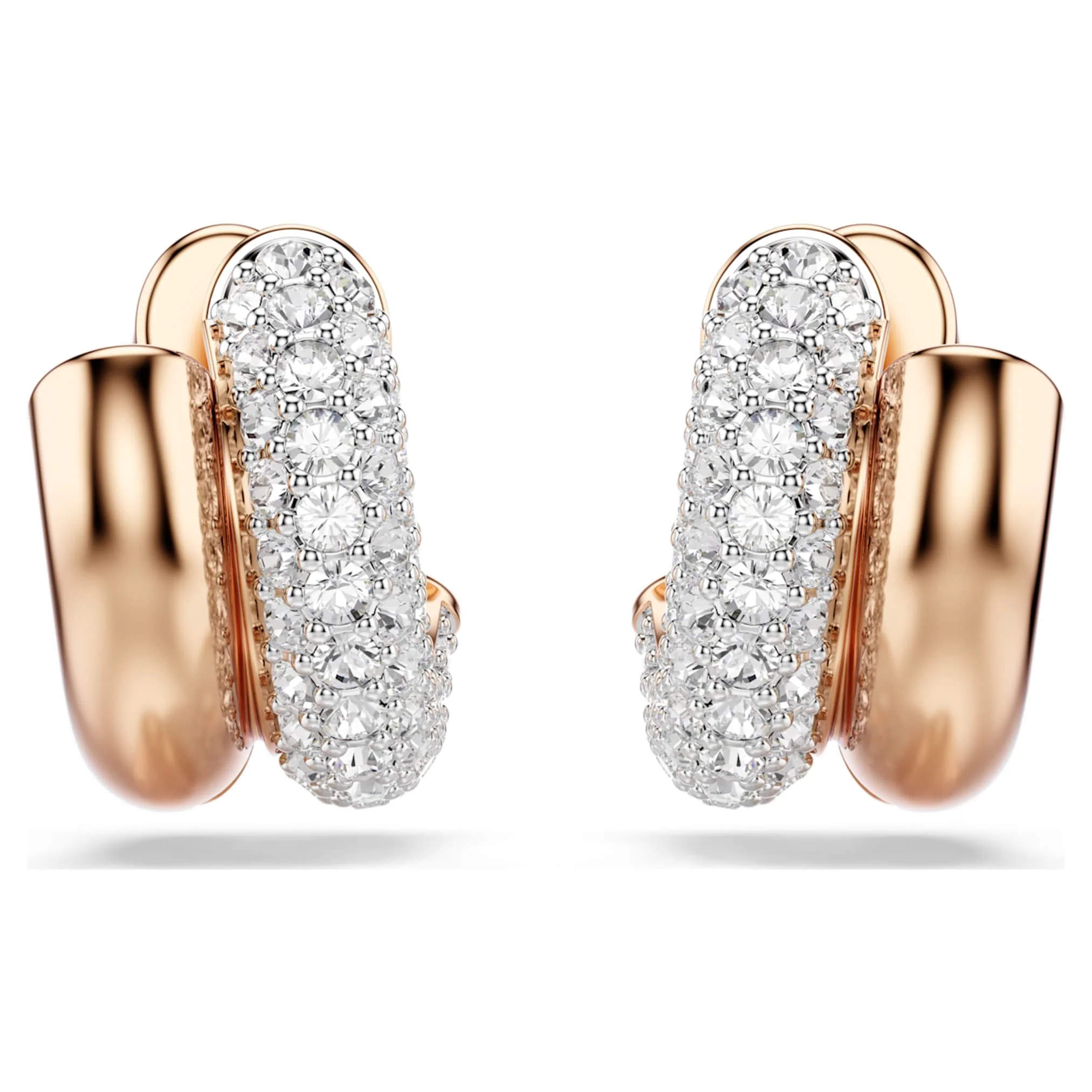 Dextera hoop earrings Round cut, Mini, White, Rose gold-tone plated - Image 2