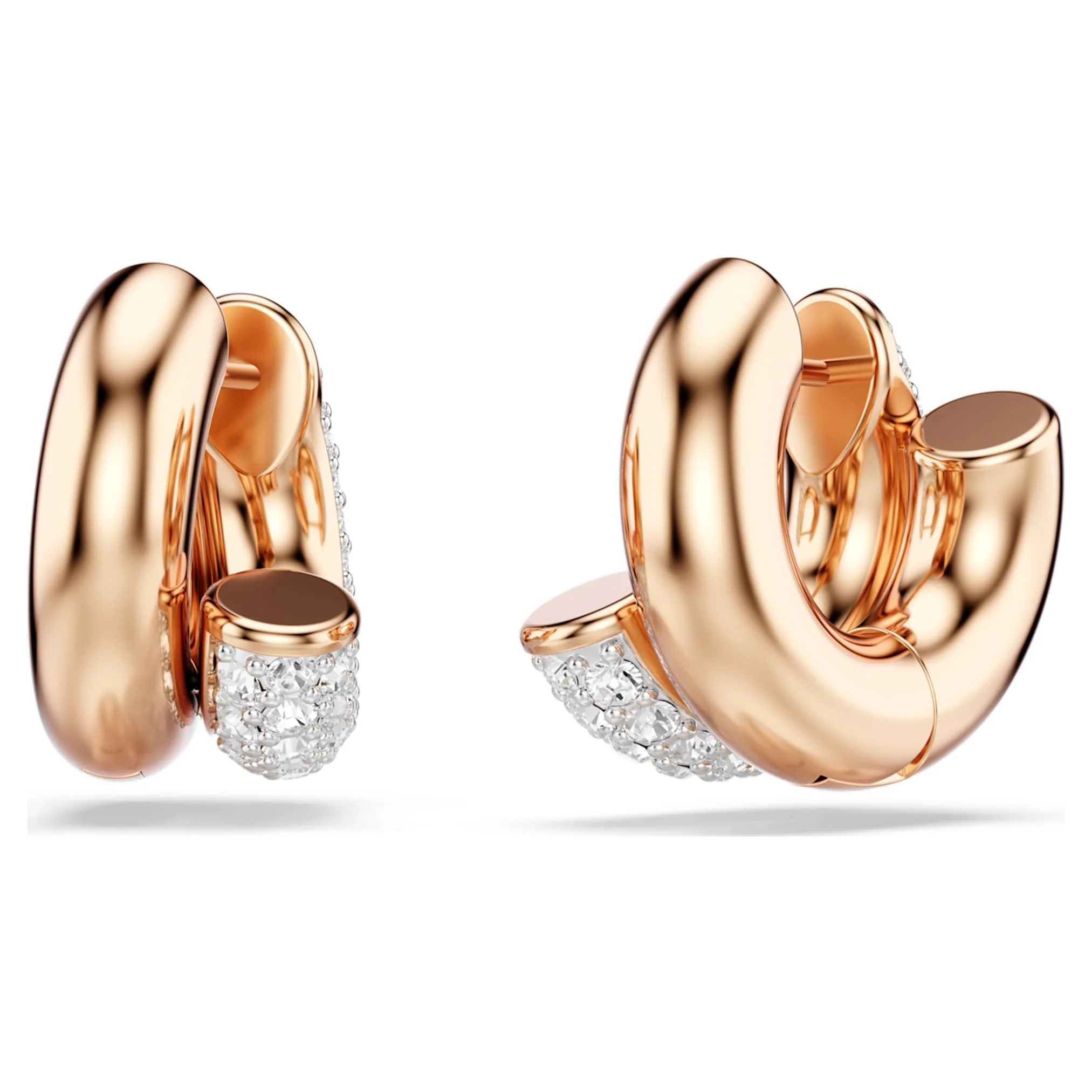 Dextera hoop earrings Round cut, Mini, White, Rose gold-tone plated - Image 4