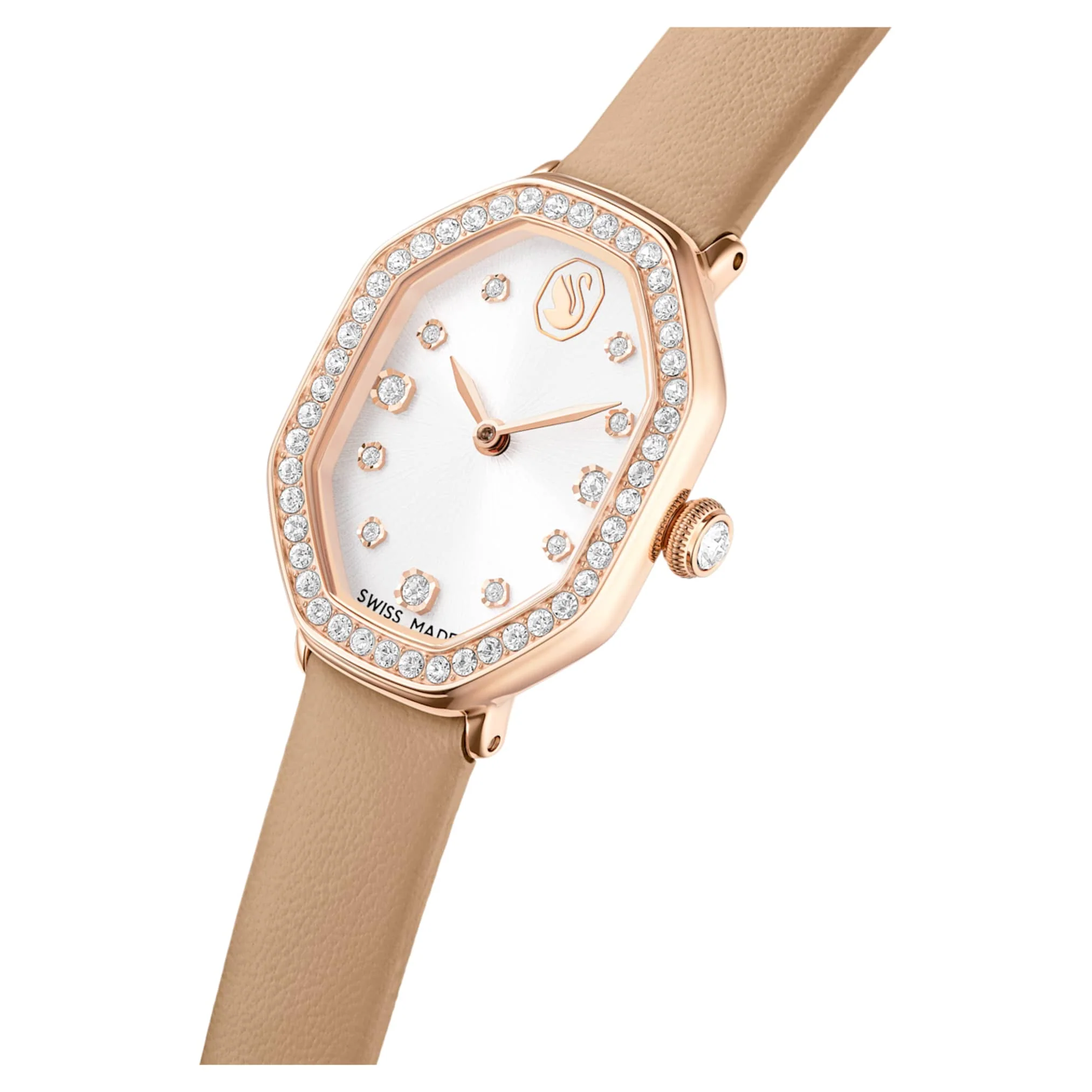 Dextera octagon watch Swiss Made, Leather strap, Brown, Rose gold-tone finish - Image 4