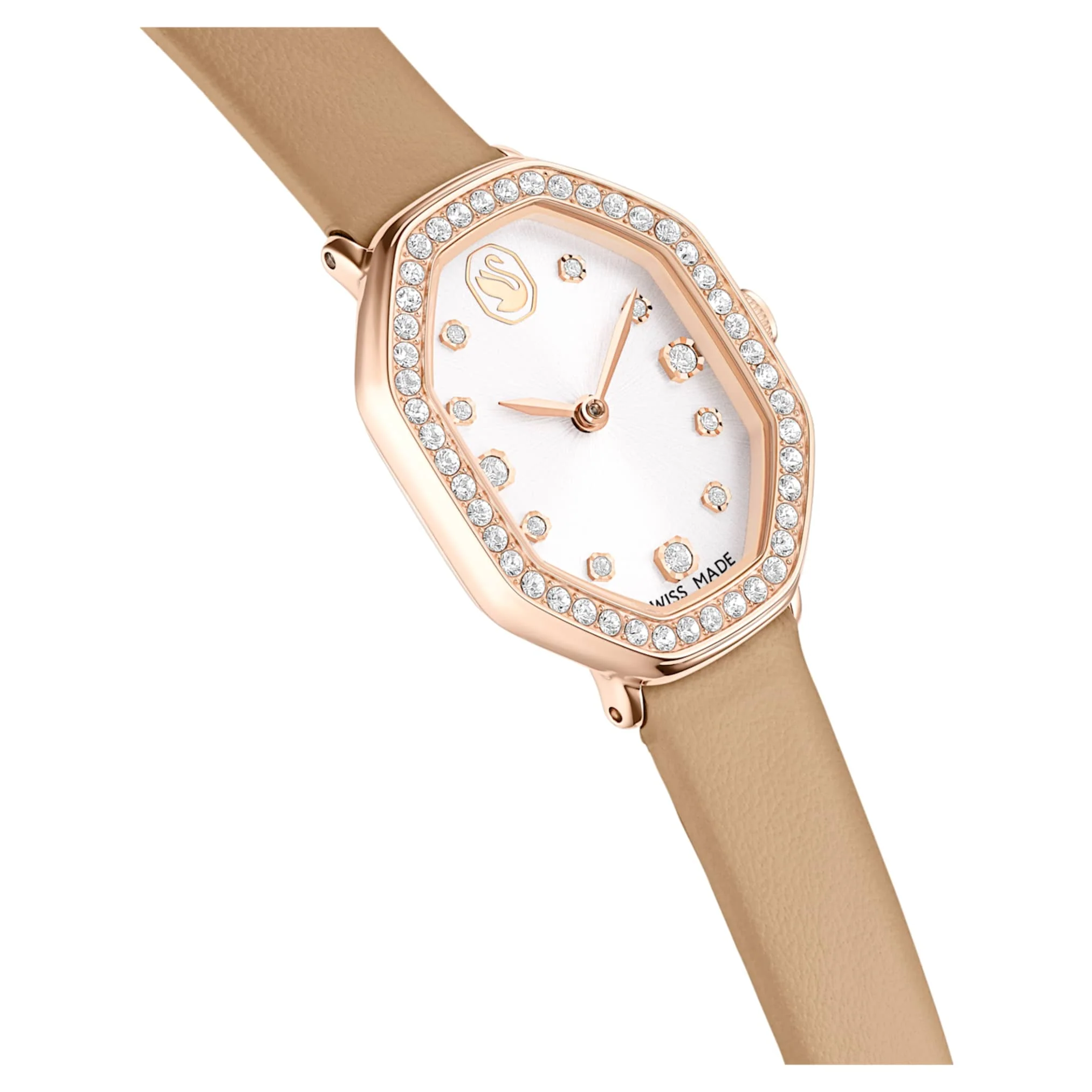 Dextera octagon watch Swiss Made, Leather strap, Brown, Rose gold-tone finish - Image 6
