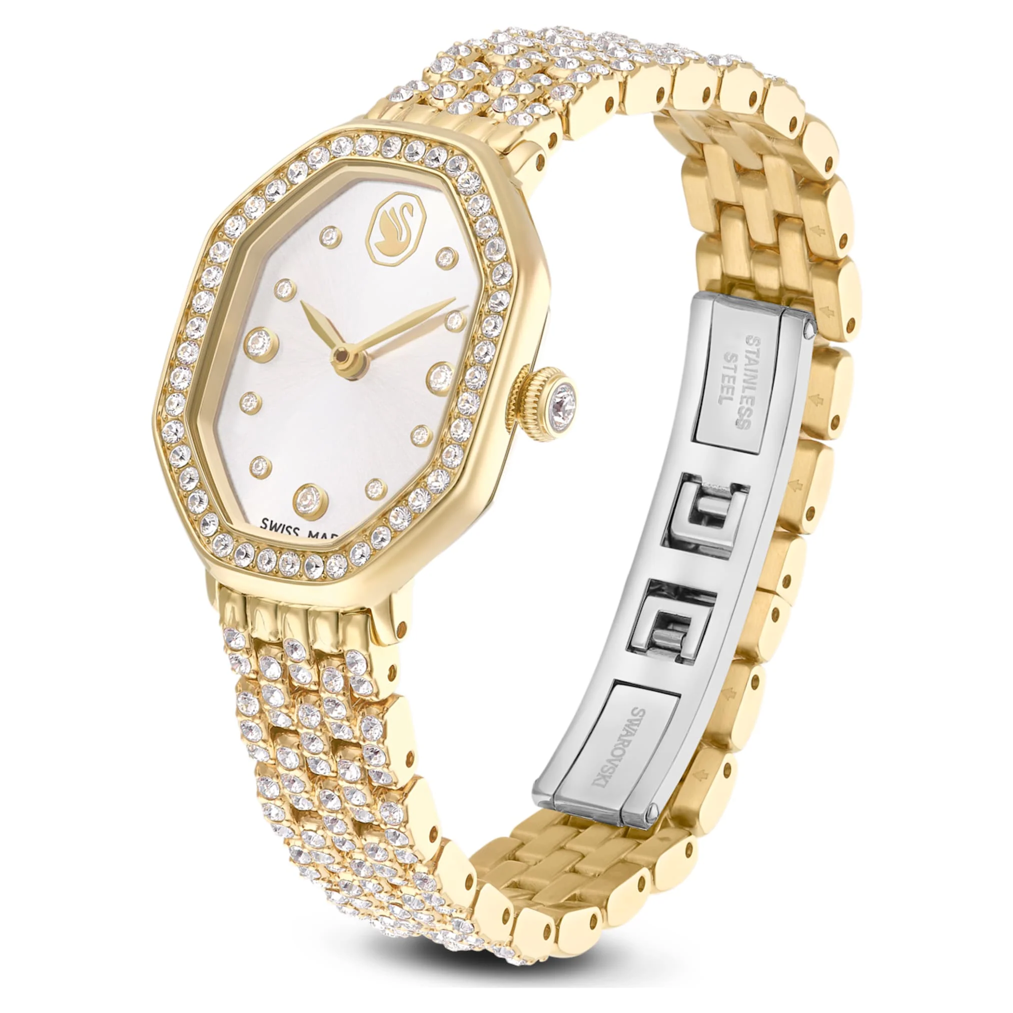Dextera octagon watch Swiss Made, Metal bracelet, Gold tone, Gold-tone finish - Image 2