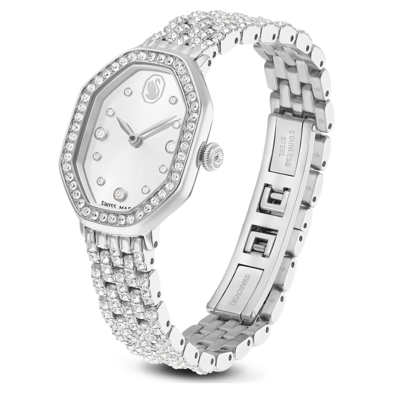 Dextera octagon watch Swiss Made, Metal bracelet, Silver tone, Stainless steel - Image 2