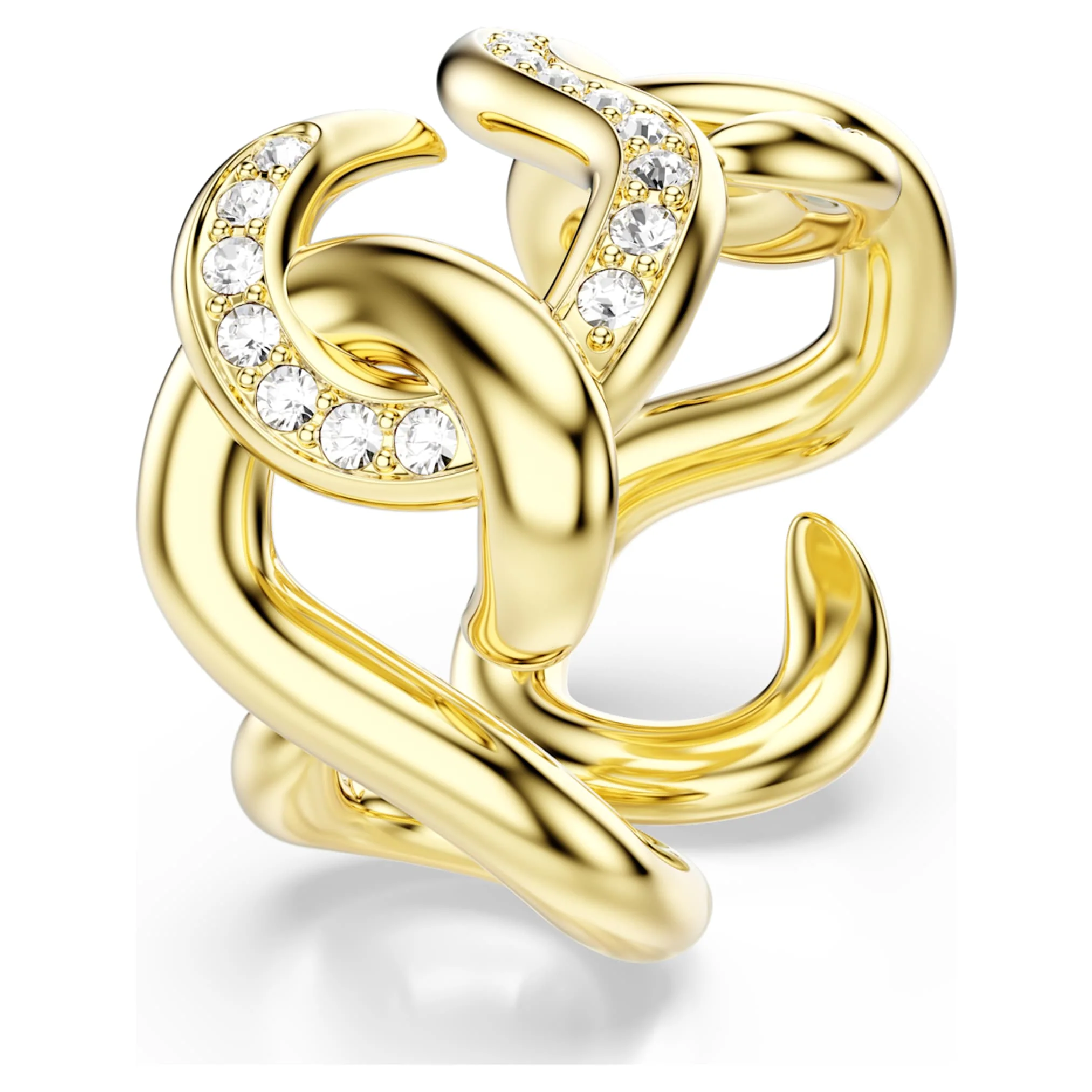 Dextera open ring Round cut, White, Gold-tone plated - Image 2