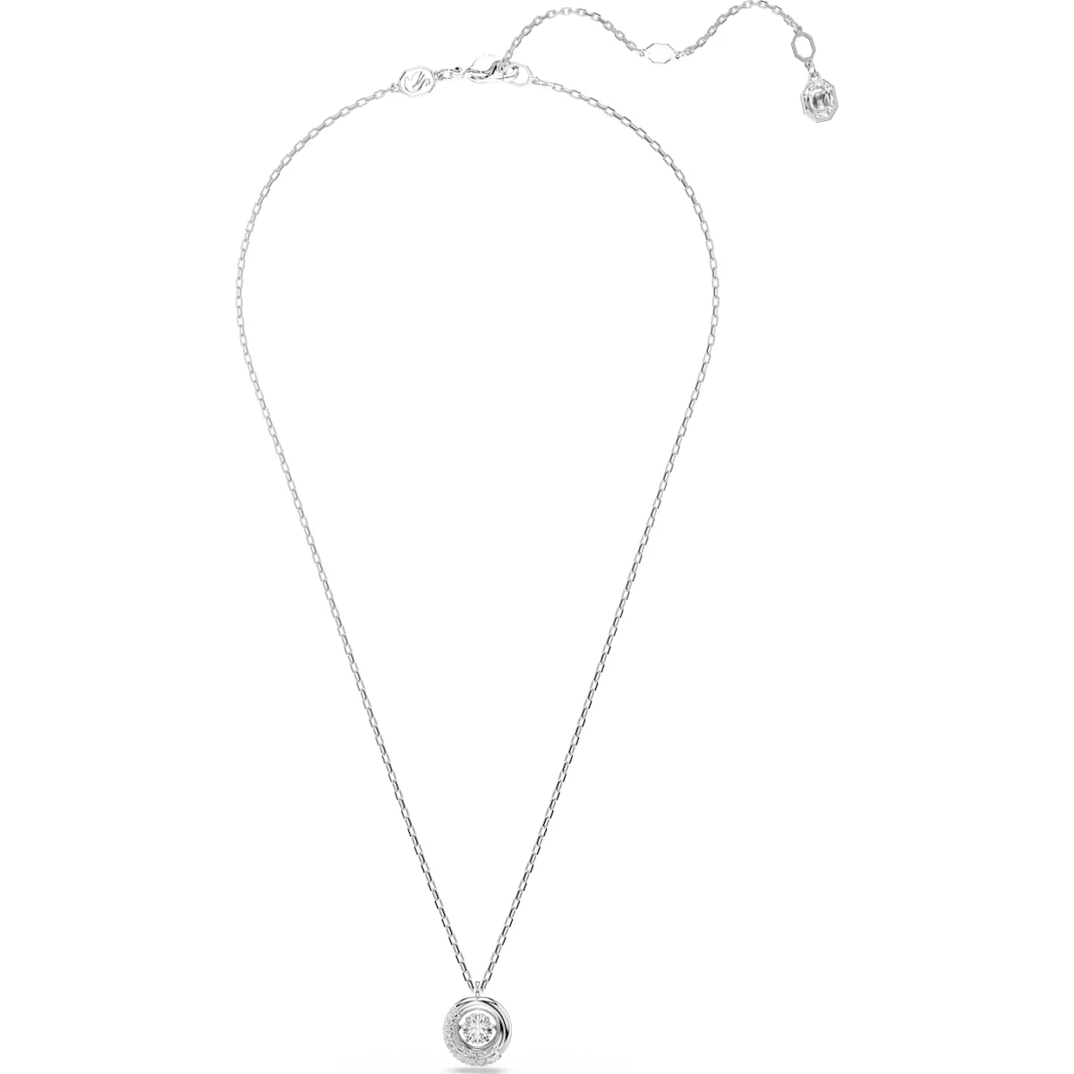 Dextera pendant, Round cut, White, Rhodium plated - Image 2