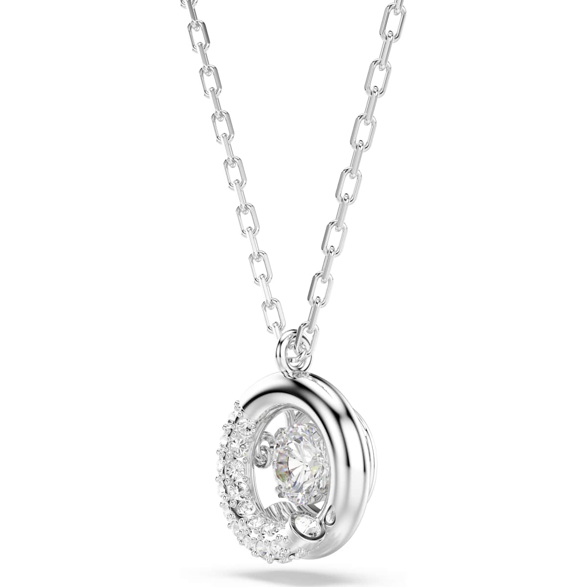 Dextera pendant, Round cut, White, Rhodium plated - Image 3