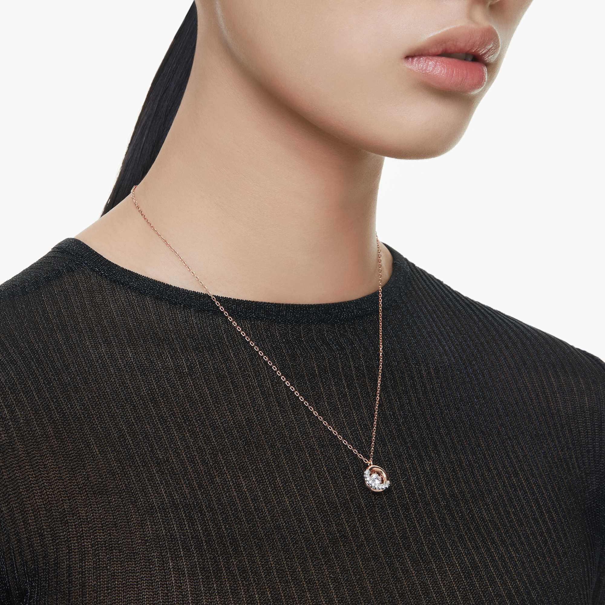 Dextera pendant Round cut, White, Rose gold-tone plated - Image 5