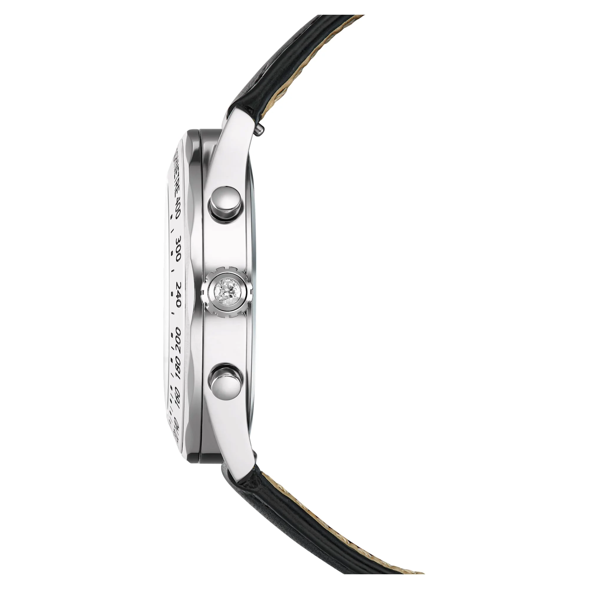 Dextera tachymetre watch Swiss Made, Leather strap, Silver tone, Stainless steel - Image 5