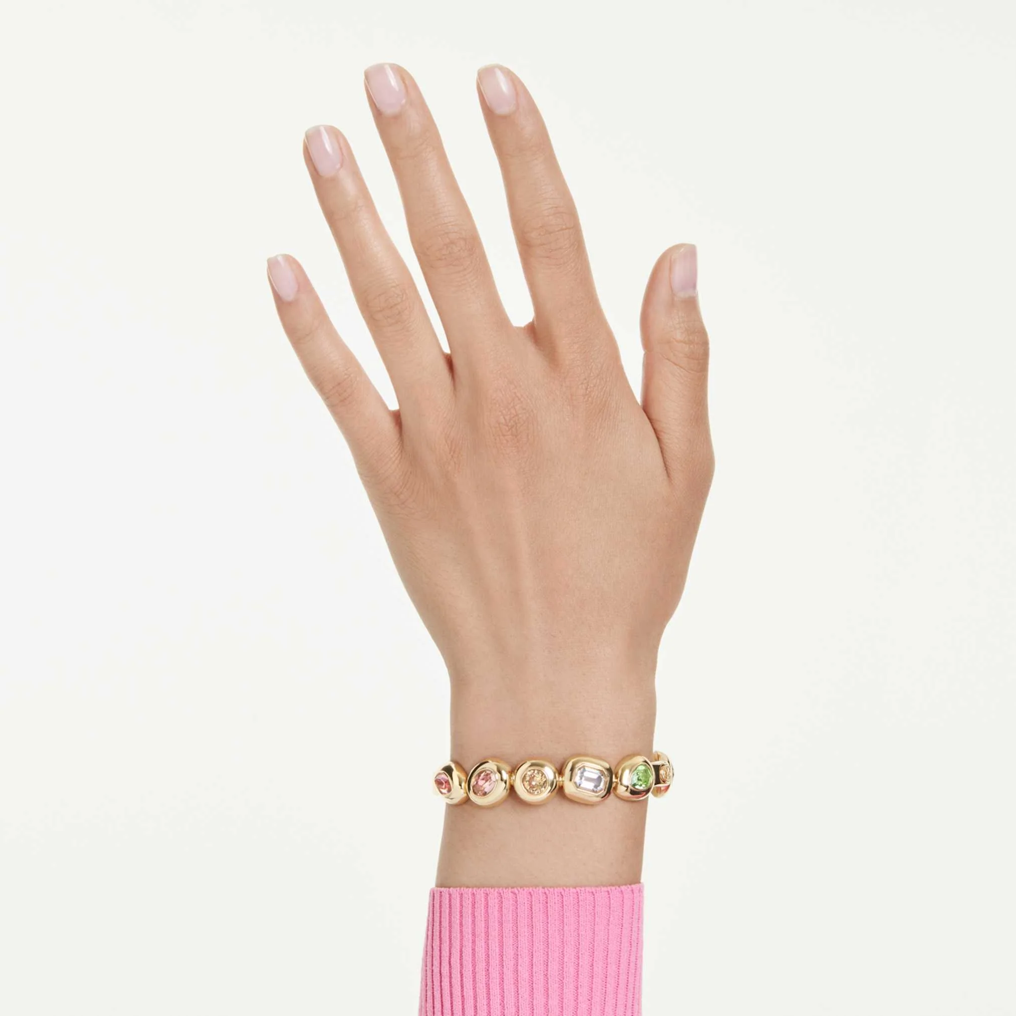 Gema bangle Mixed cuts, Multicolored, Gold-tone plated - Image 6