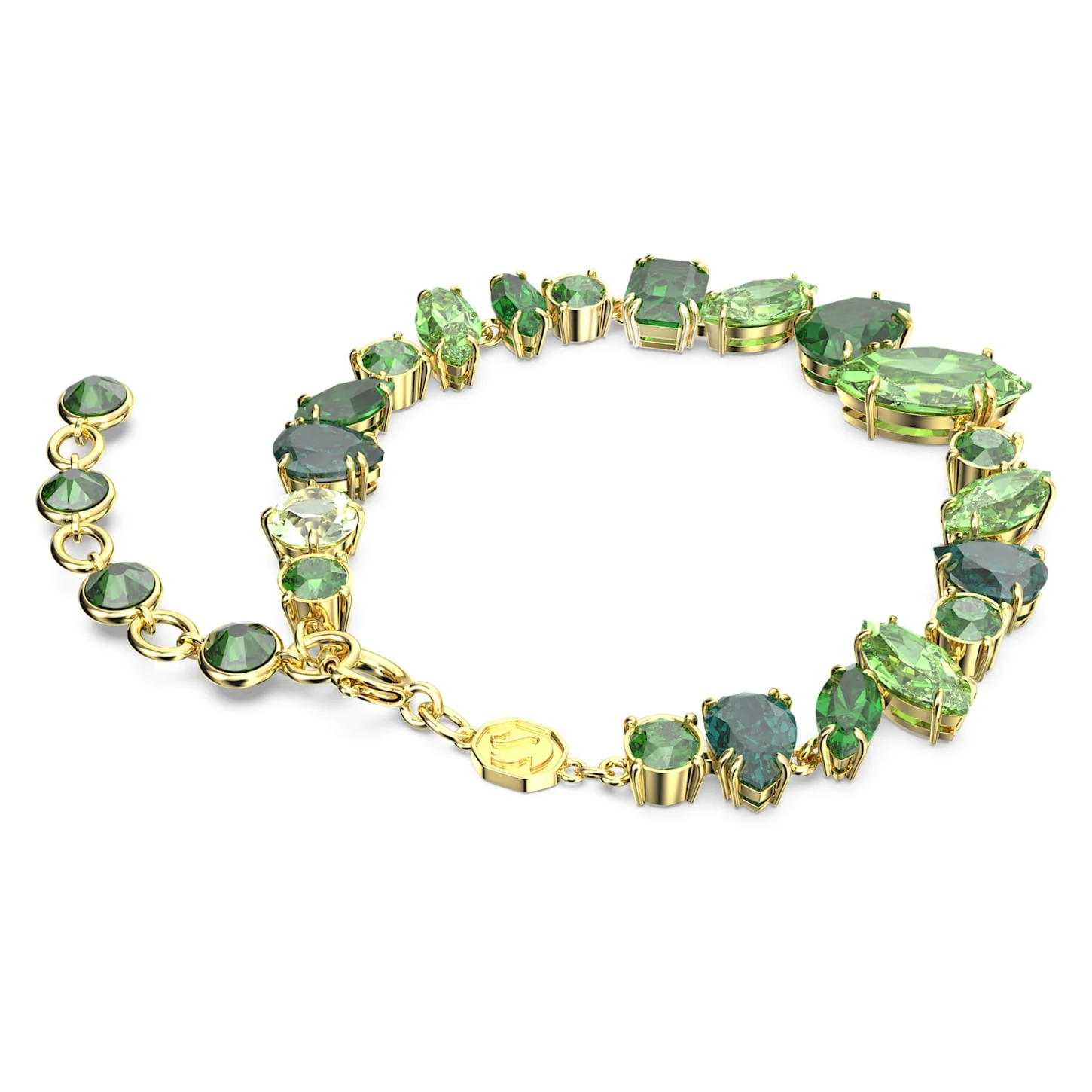 Gema bracelet Mixed cuts, Green, Gold-tone plated - Image 4