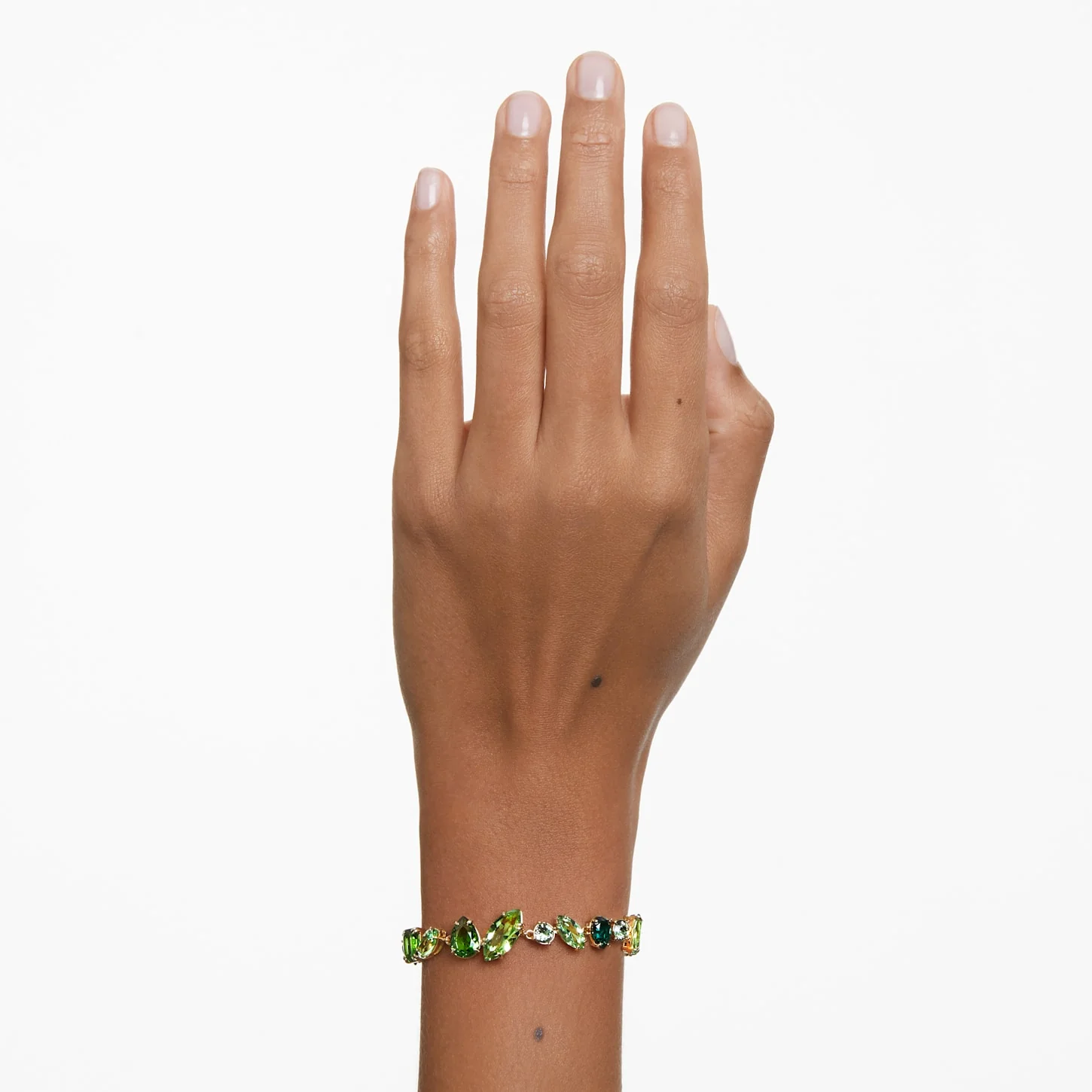 Gema bracelet Mixed cuts, Green, Gold-tone plated - Image 5