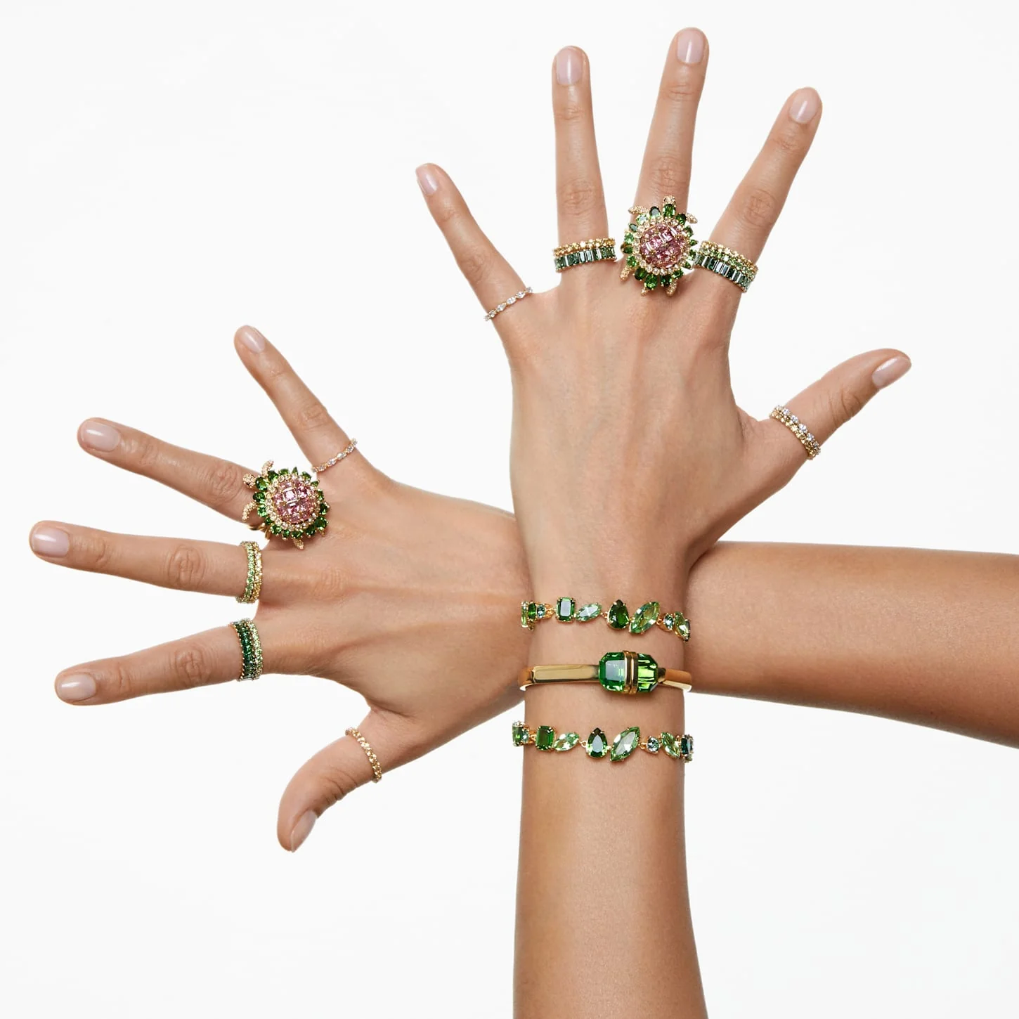 Gema bracelet Mixed cuts, Green, Gold-tone plated - Image 6