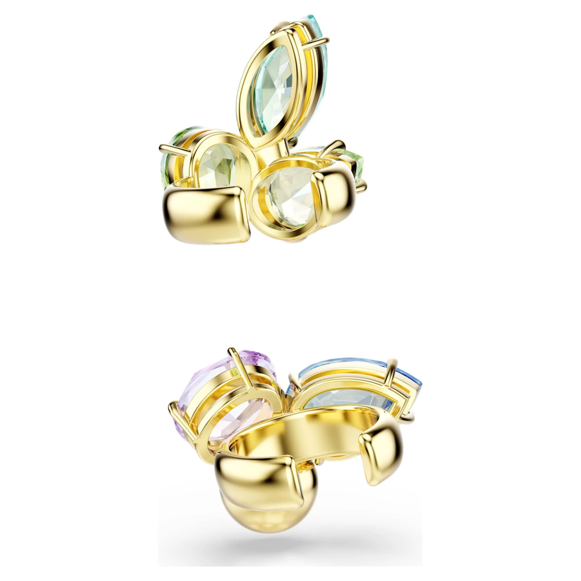 Gema ear cuffs Asymmetrical design, Mixed cuts, Multicolored, Gold-tone plated - Image 4