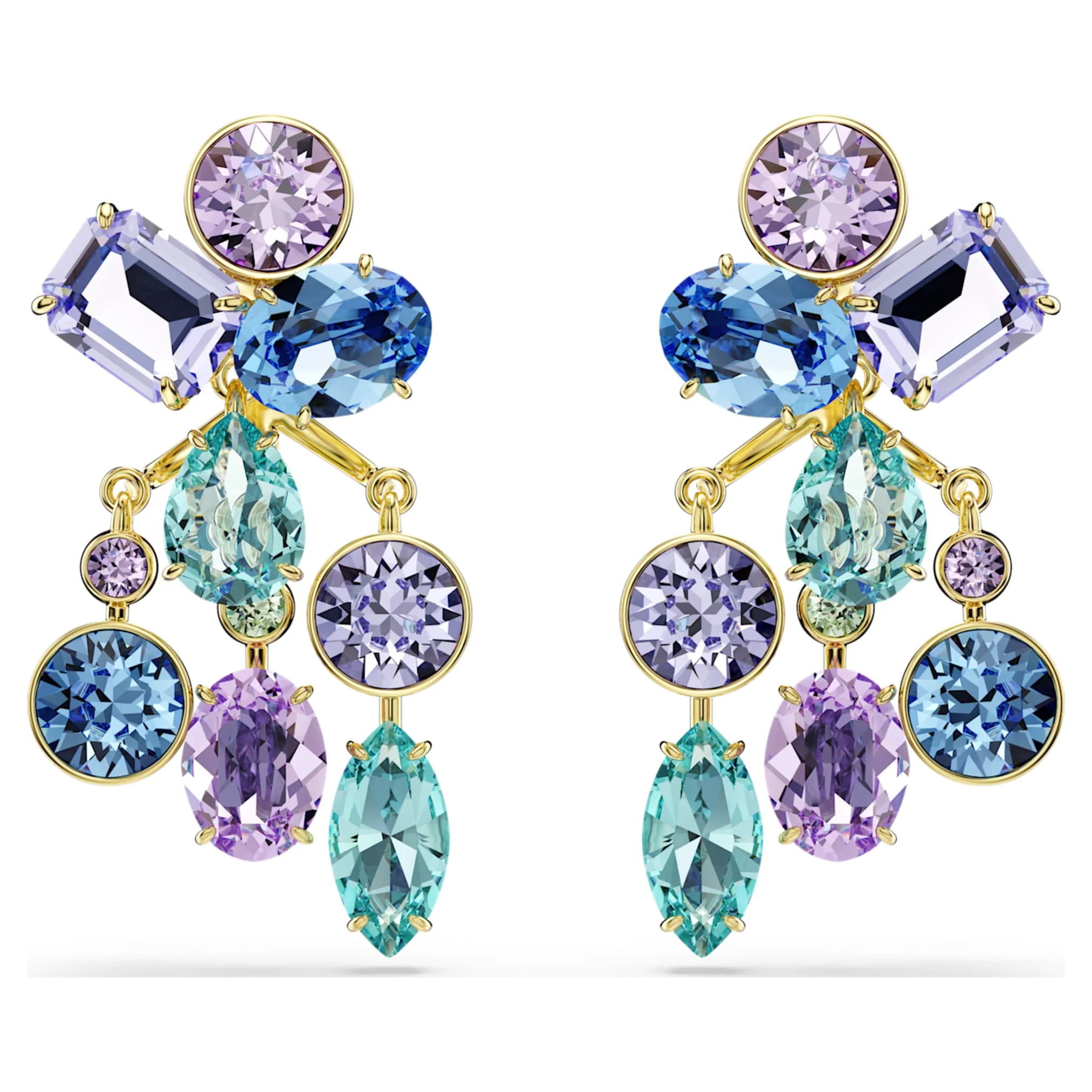 Gema earring jackets Mixed cuts, Multicolored, Gold-tone plated - Image 2