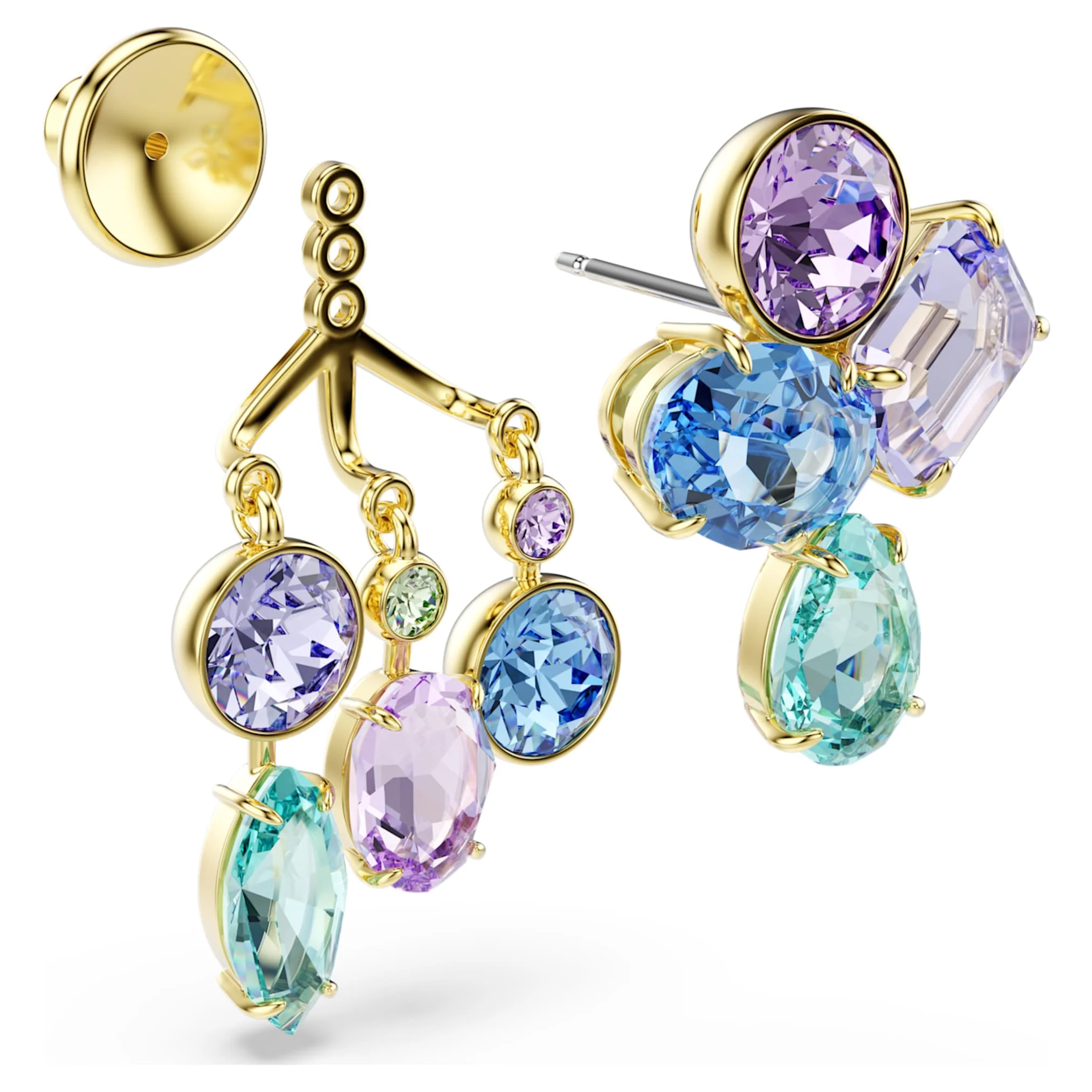 Gema earring jackets Mixed cuts, Multicolored, Gold-tone plated - Image 3