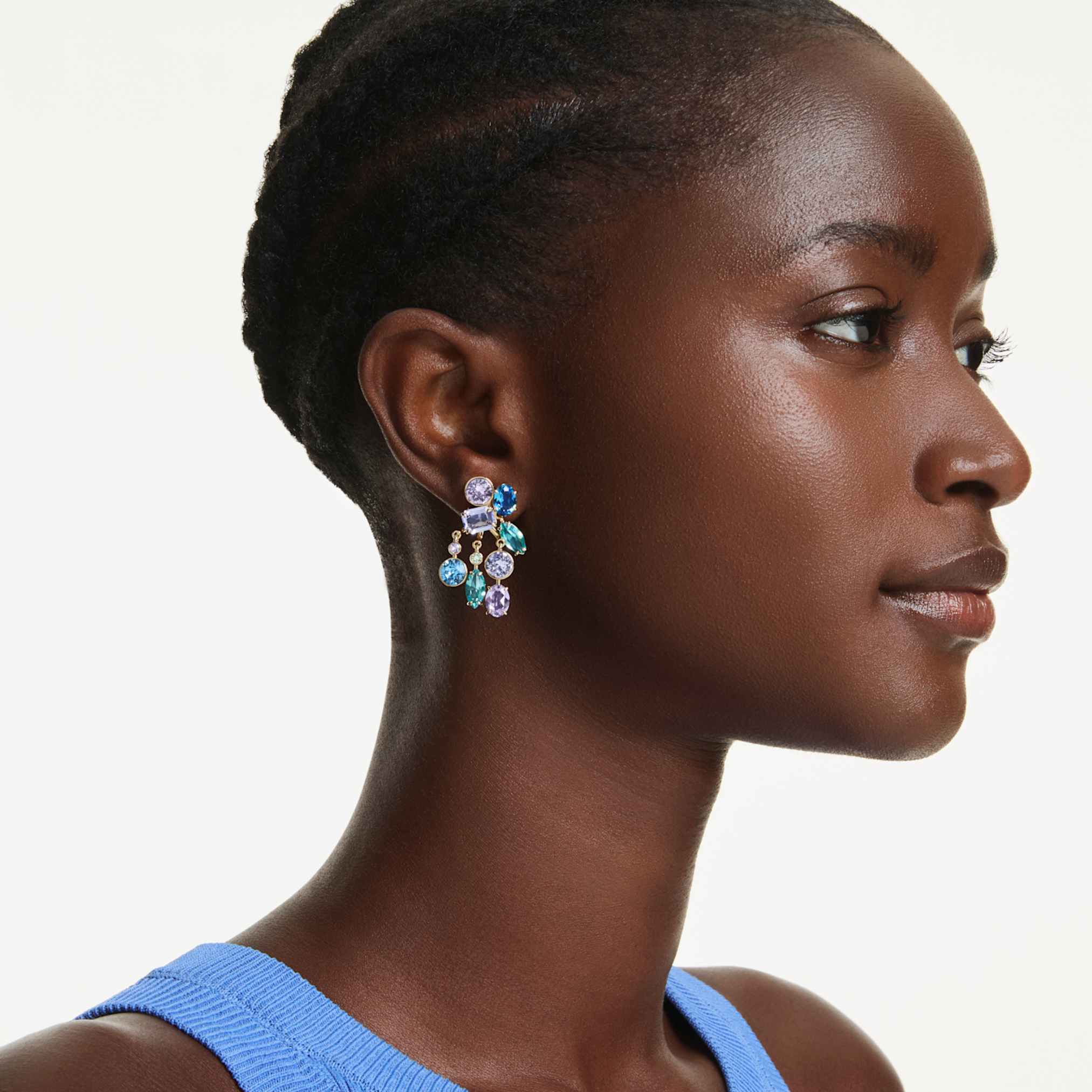 Gema earring jackets Mixed cuts, Multicolored, Gold-tone plated - Image 5