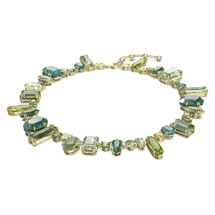 Gema necklace Green, Gold-tone plated