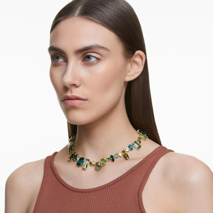 Gema necklace Green, Gold-tone plated - Image 4
