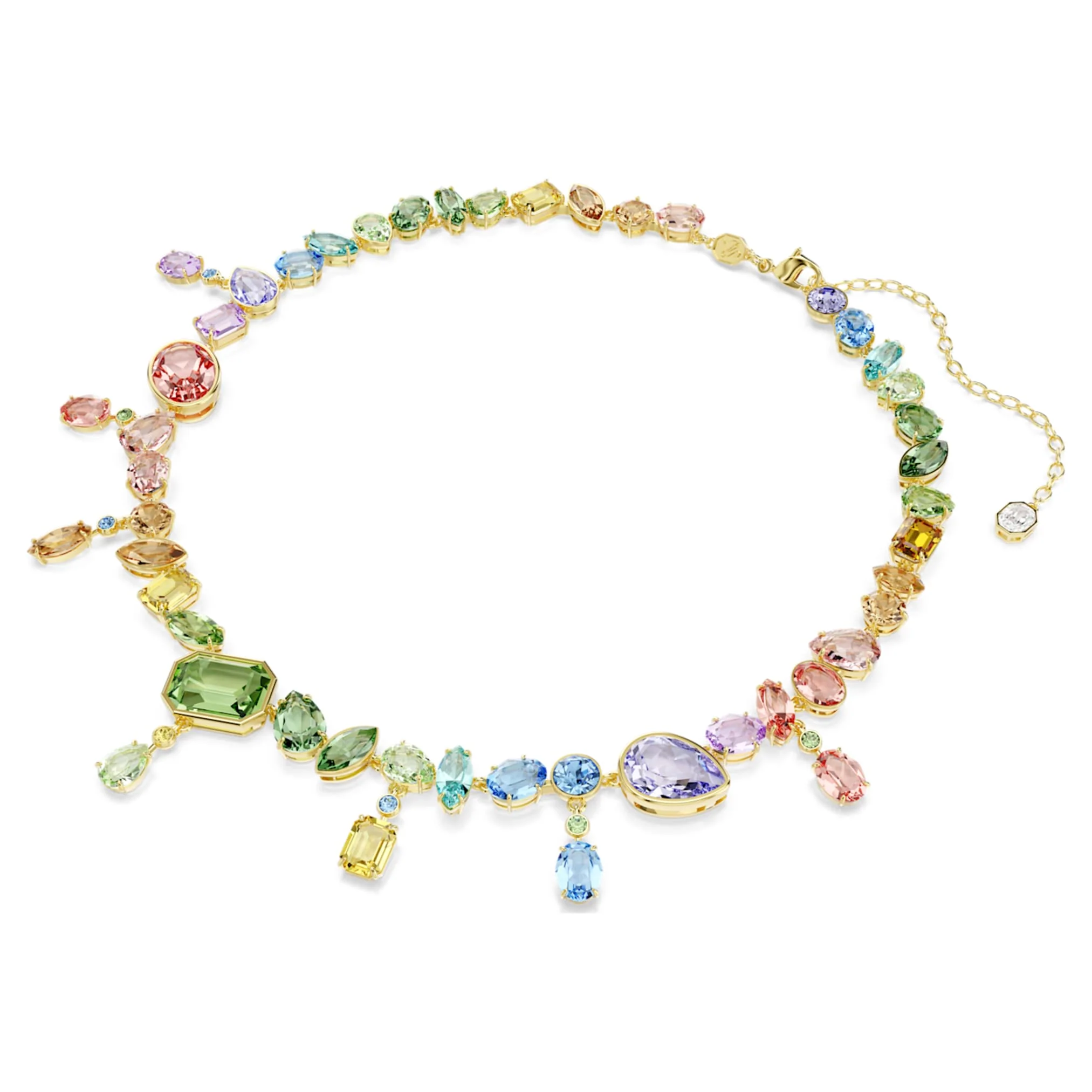 Gema necklace Mixed cuts, Dangling crystals, Multicolored, Gold-tone plated - Image 2