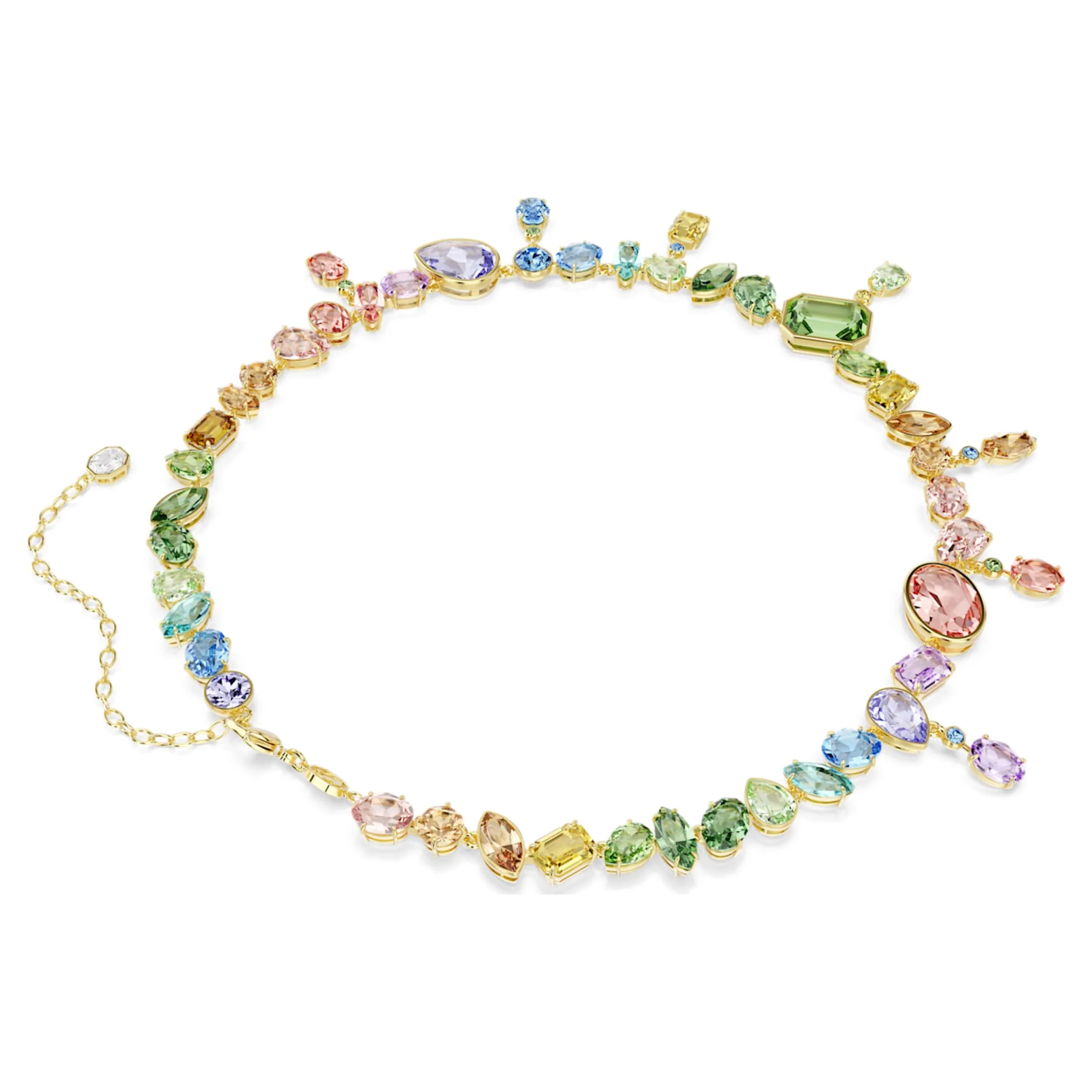Gema necklace Mixed cuts, Dangling crystals, Multicolored, Gold-tone plated - Image 5