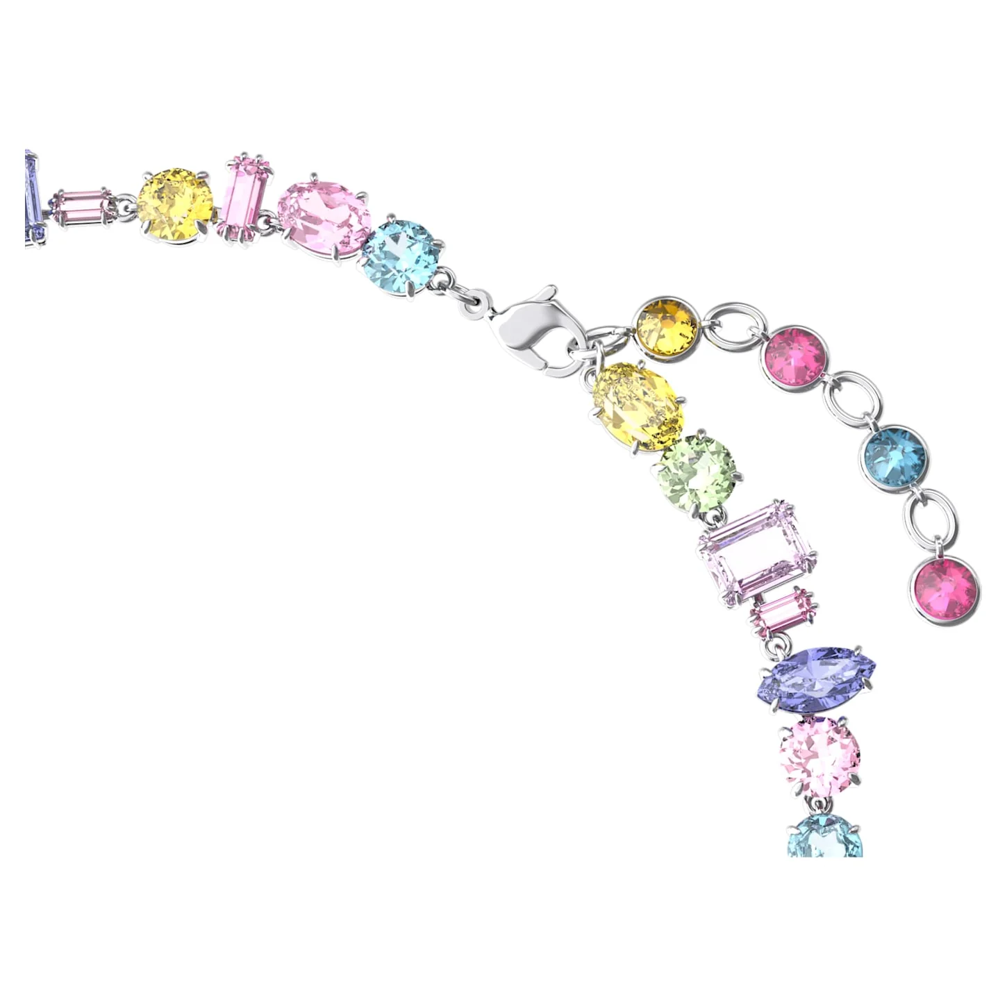 Gema necklace Mixed cuts, Multicolored, Rhodium plated - Image 3