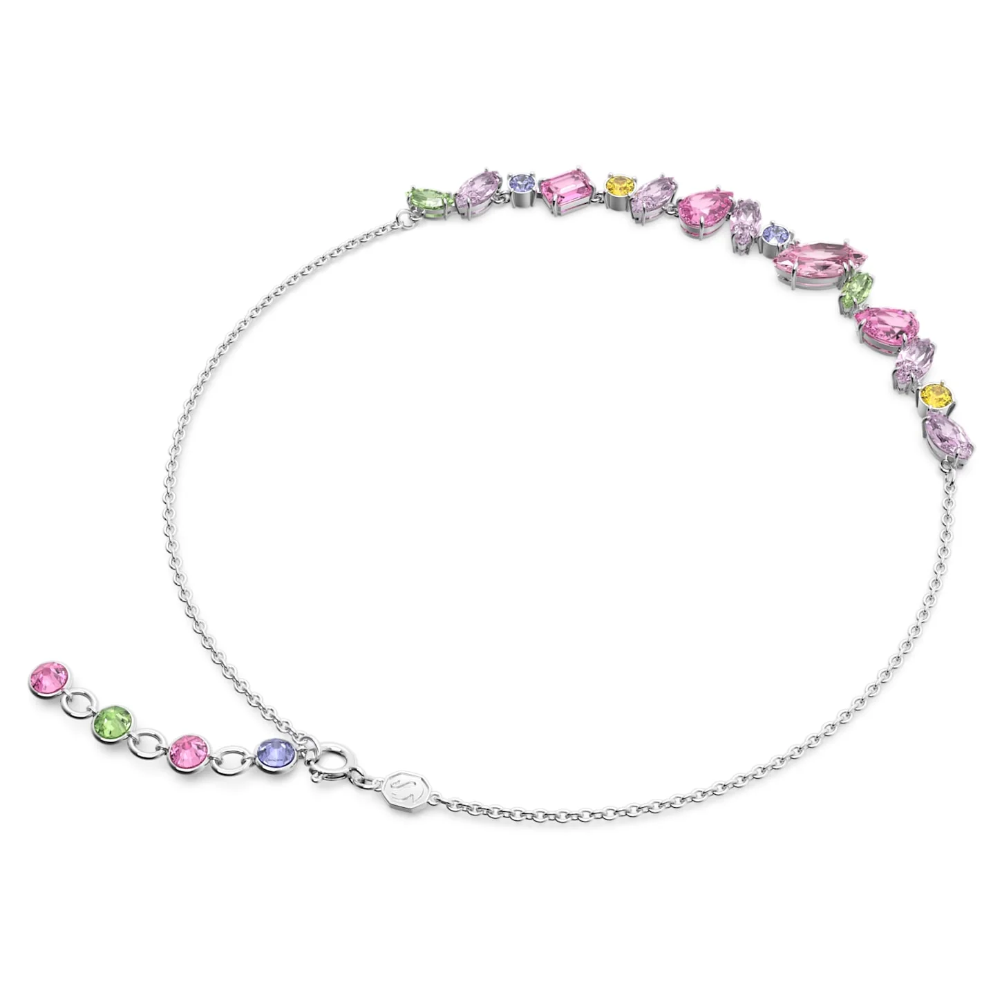 Gema necklace Mixed cuts, Multicolored, Rhodium plated - Image 4
