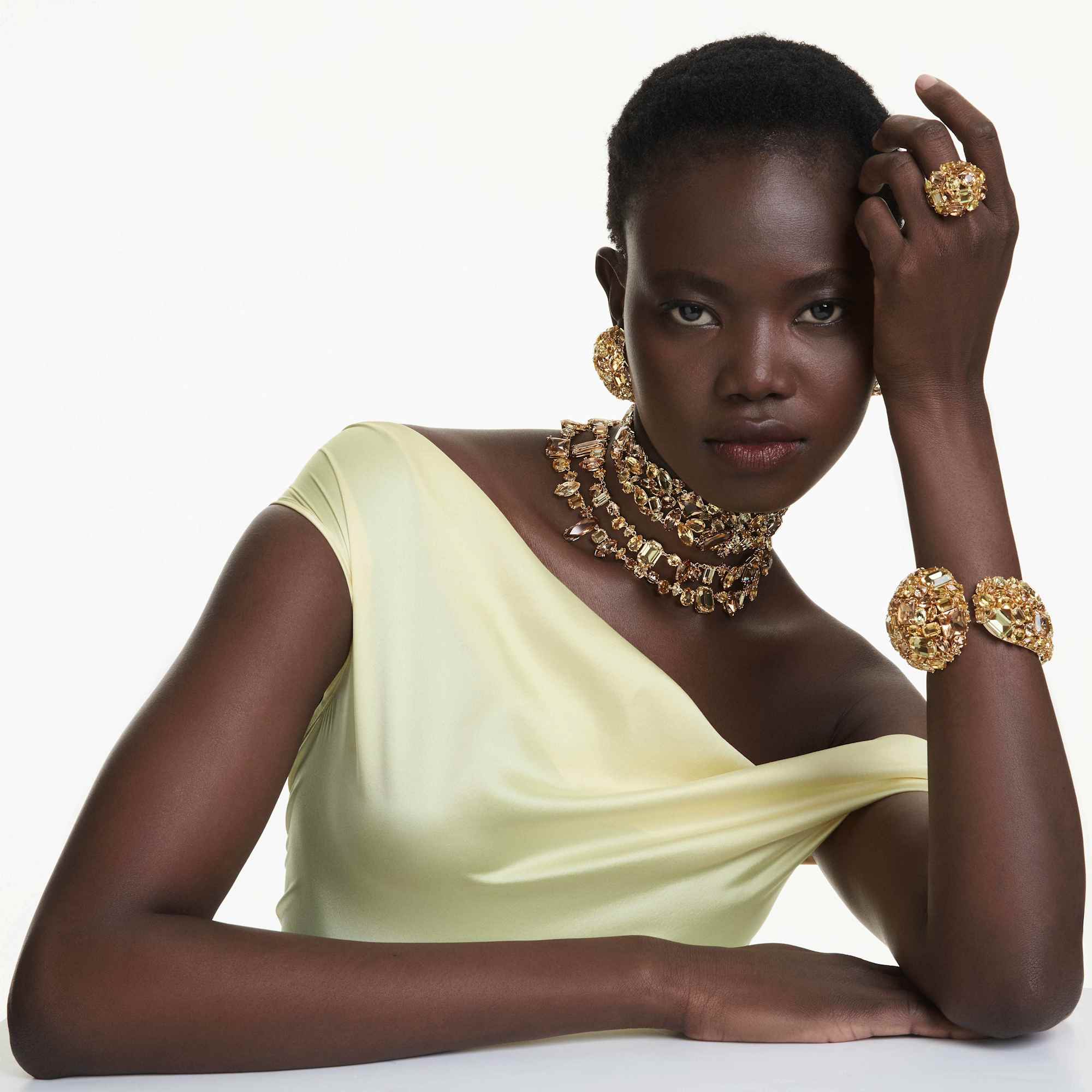 Gema strandage Mixed cuts, Yellow, Gold-tone plated - Image 7