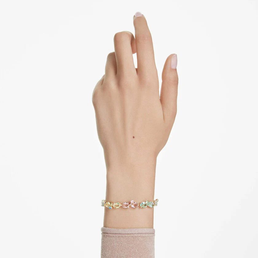 Gema Tennis bracelet Mixed cuts, Multicolored, Gold-tone plated - Image 6