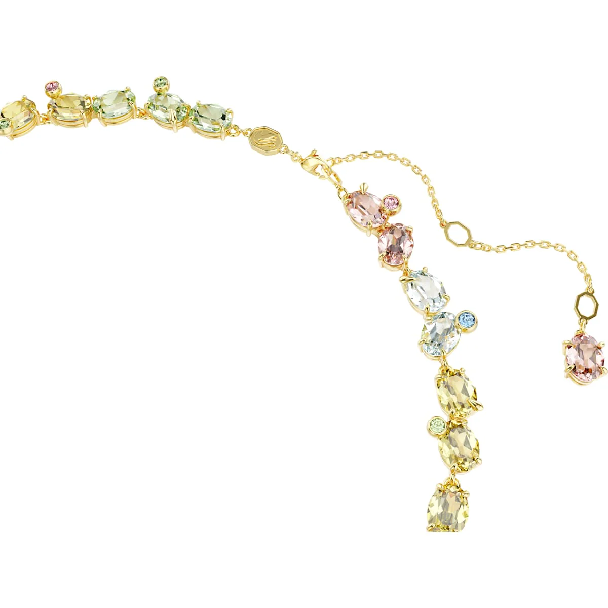 Gema Tennis necklace, Mixed cuts, Multicolored, Gold-tone plated - Image 3