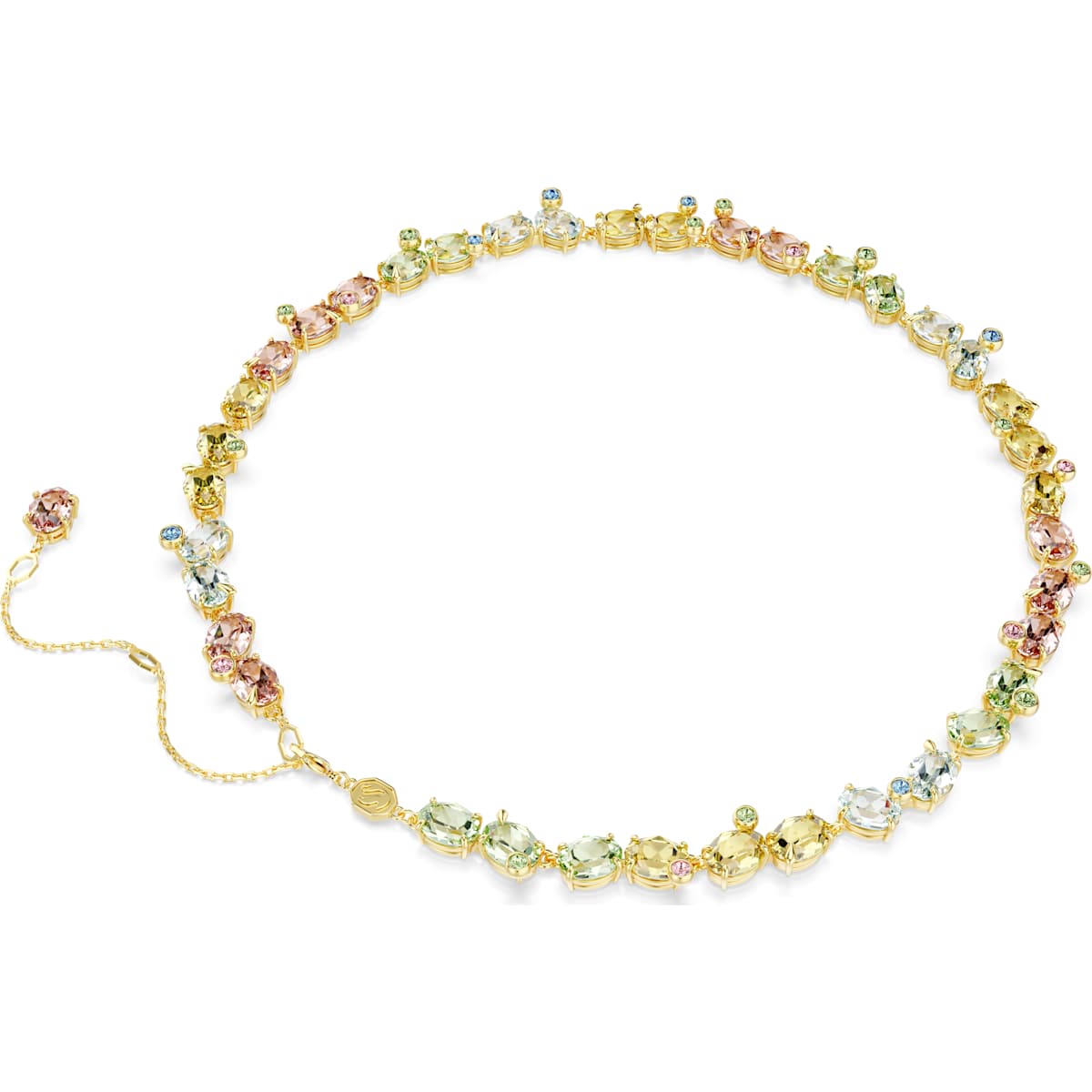 Gema Tennis necklace, Mixed cuts, Multicolored, Gold-tone plated - Image 5