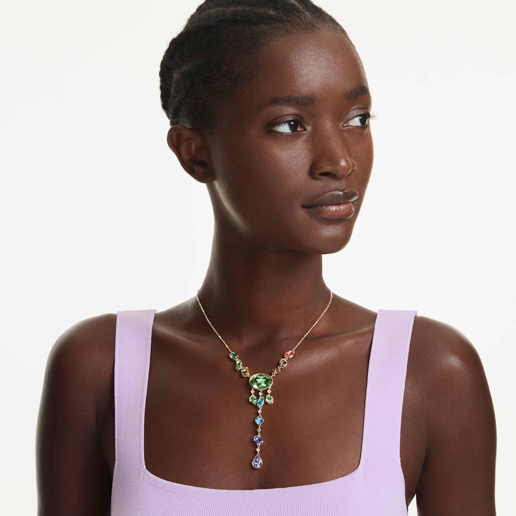 Gema Y necklace Mixed cuts, Multicolored, Gold-tone plated - Image 6