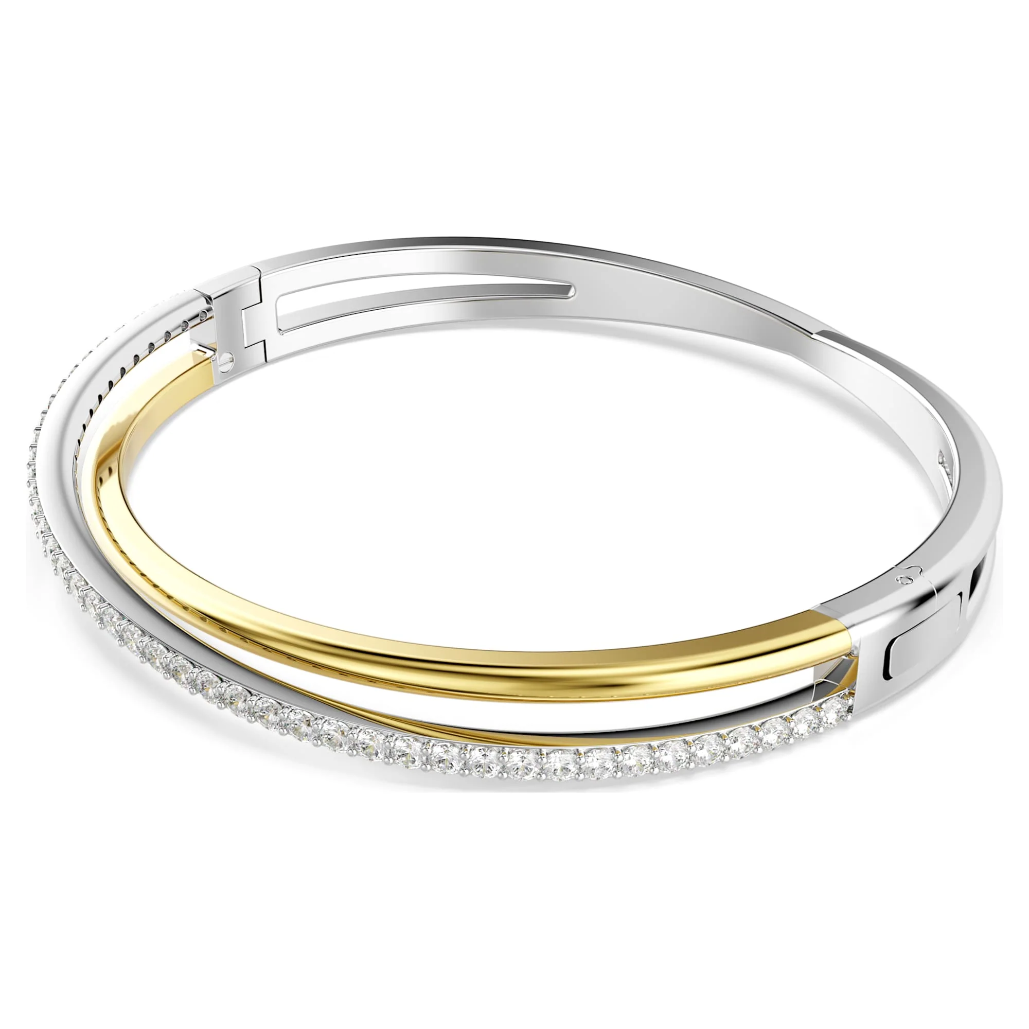 Hyperbola bangle Round cut, White, Mixed metal finish - Image 2