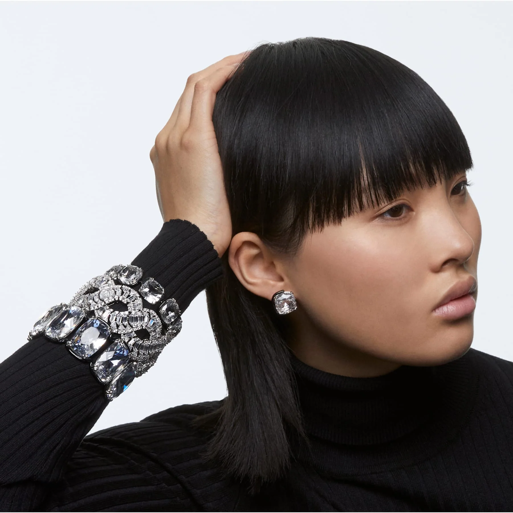 Hyperbola bracelet Wave, White, Rhodium plated - Image 4