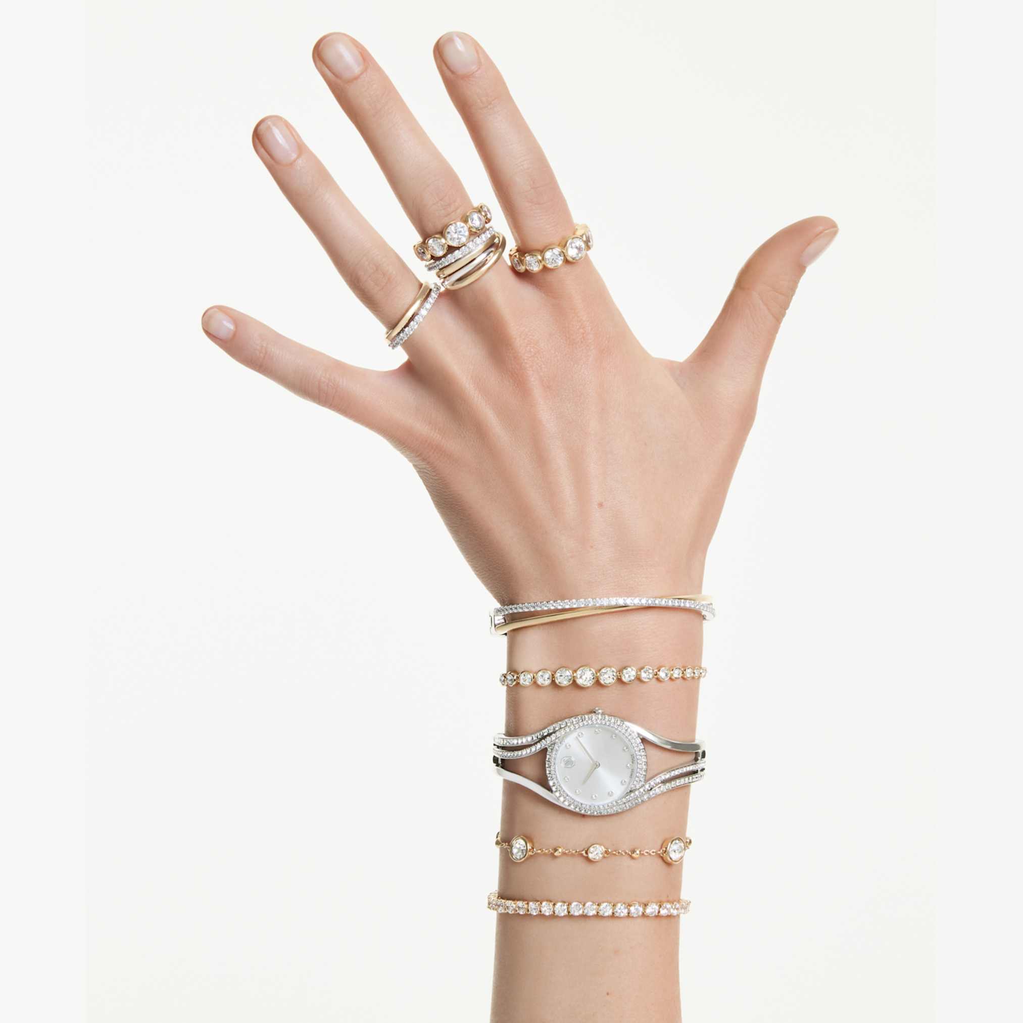 Hyperbola cocktail ring Round cut, White, Mixed metal finish - Image 7
